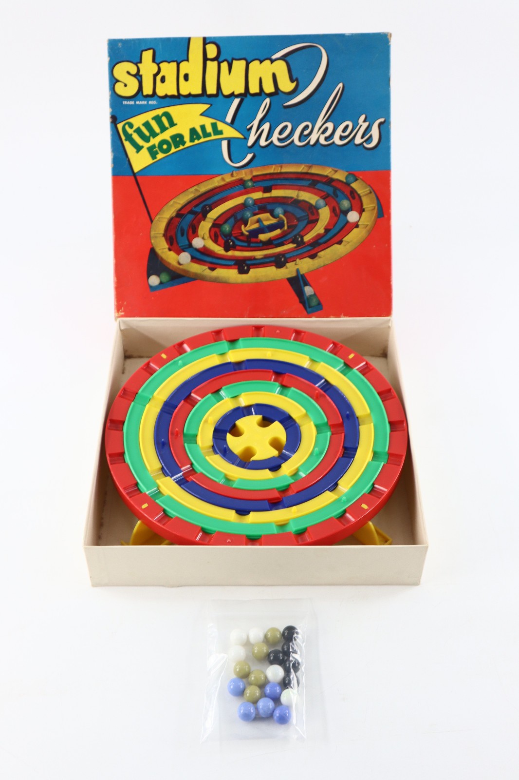 Vtg 1952 Stadium Checkers Board Game W. H. Schaper Mfg Co. 100% Complete