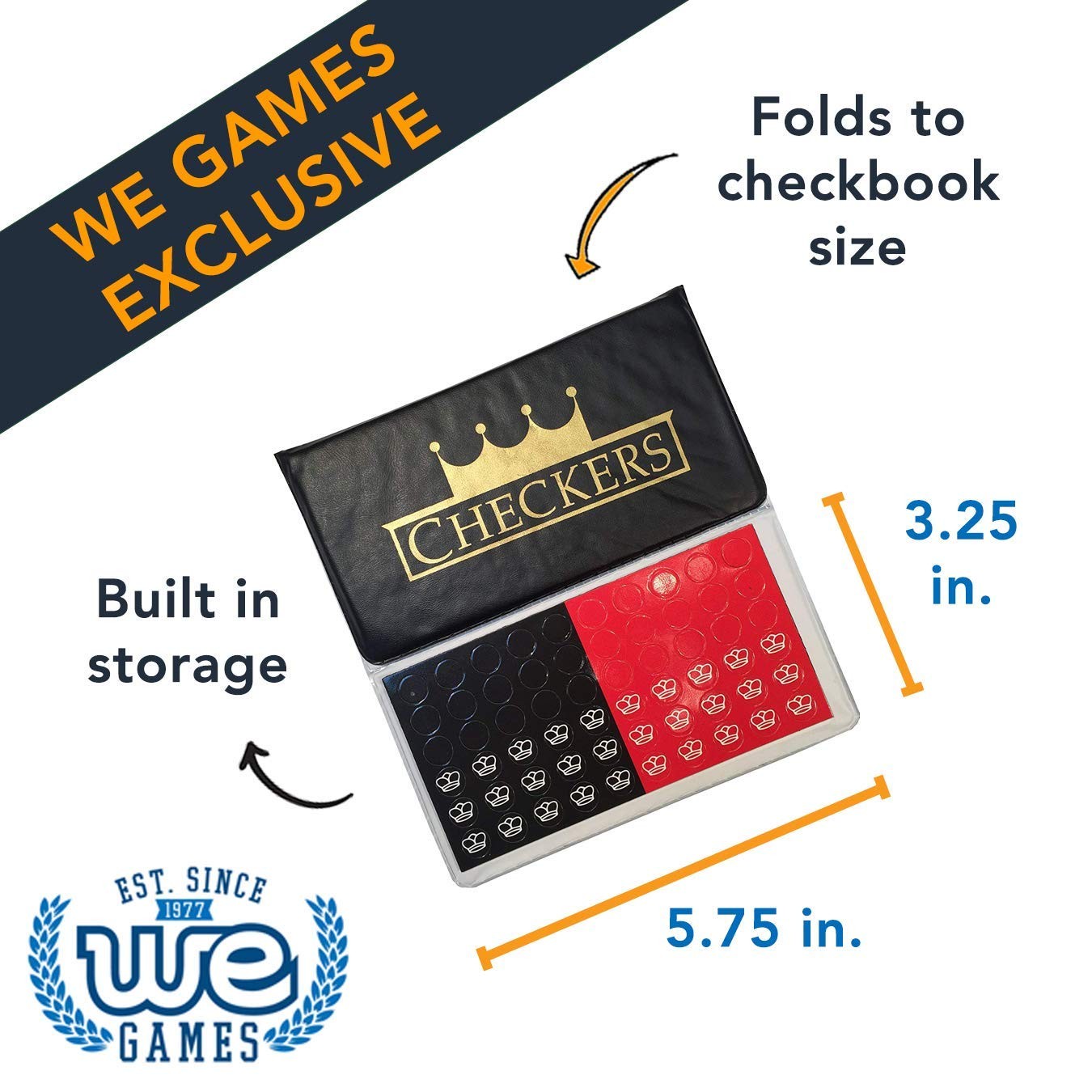 WE Games Travel Magnetic Checkbook Checkers – Trifold 5.75 in.