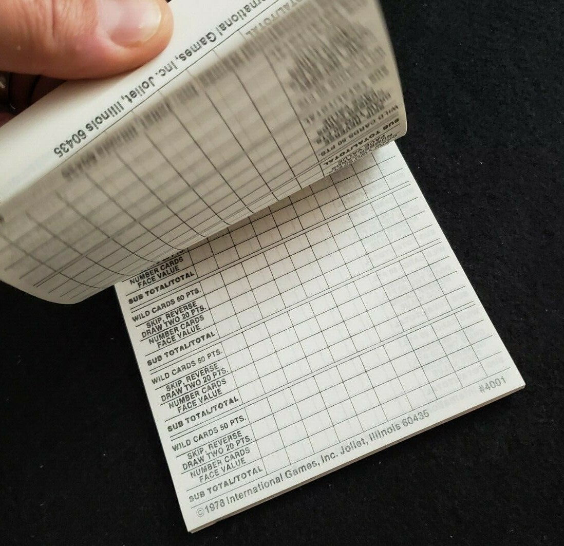 VINTAGE UNO SCORE PAD Replacement Part #4001 1978-1981 International Games