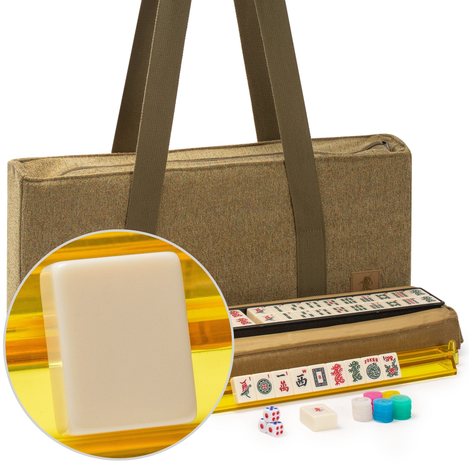 American Mahjong MANZANILLA 166-Tile Oliver Green Soft Case Complete FX-AM006-A