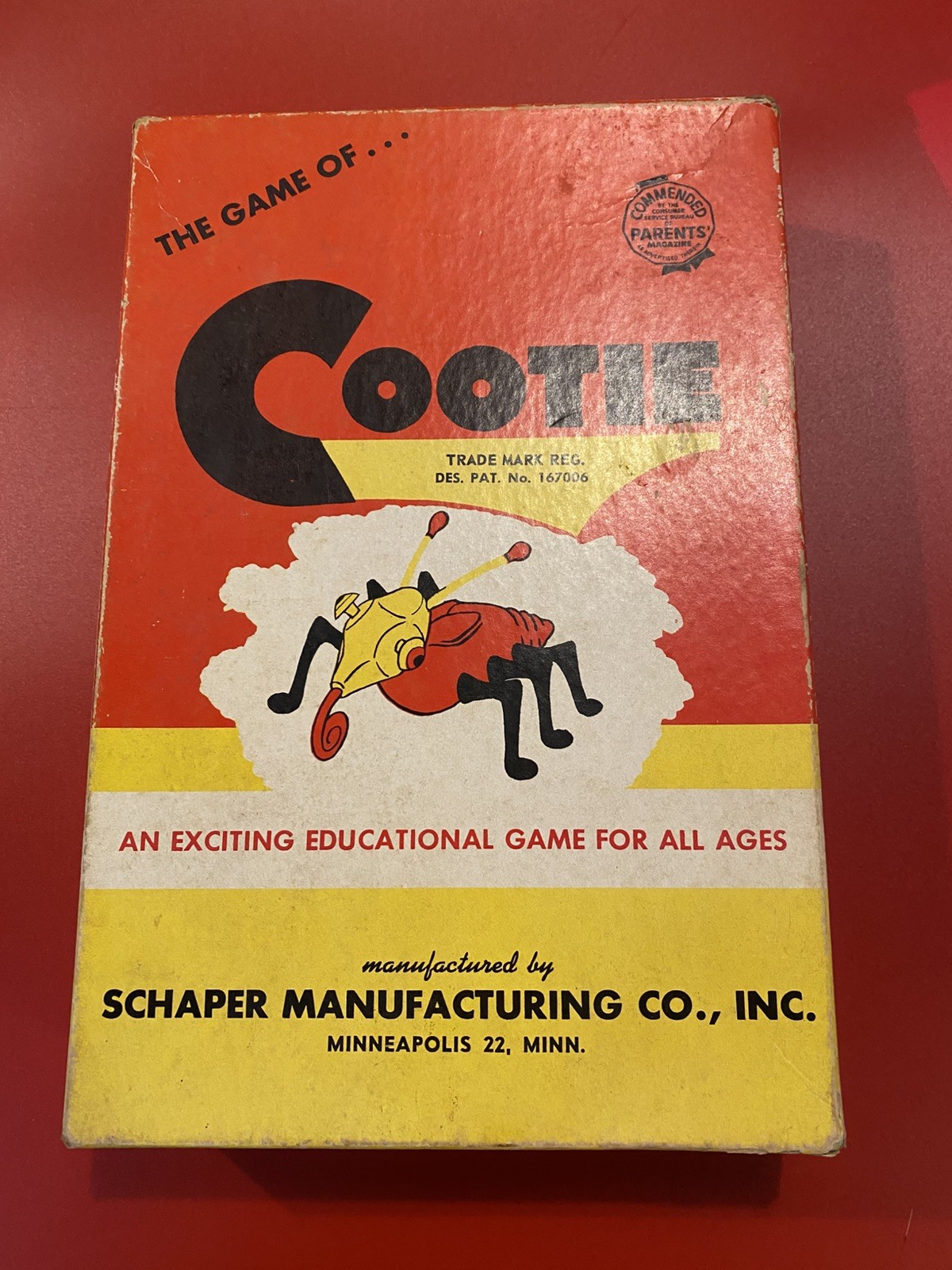 COOL VINTAGE INSECT COOTIE GAME – 1949. CLEAN. 1 Missing Eye. FUN FAMILY GAME.