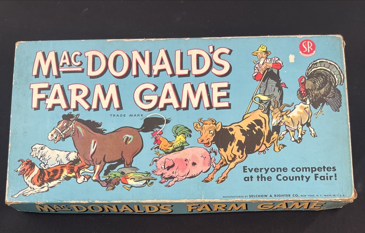 MacDonald’s Farm Board Game Animals Vtg 1948 County Fair Selchow – 100% complete