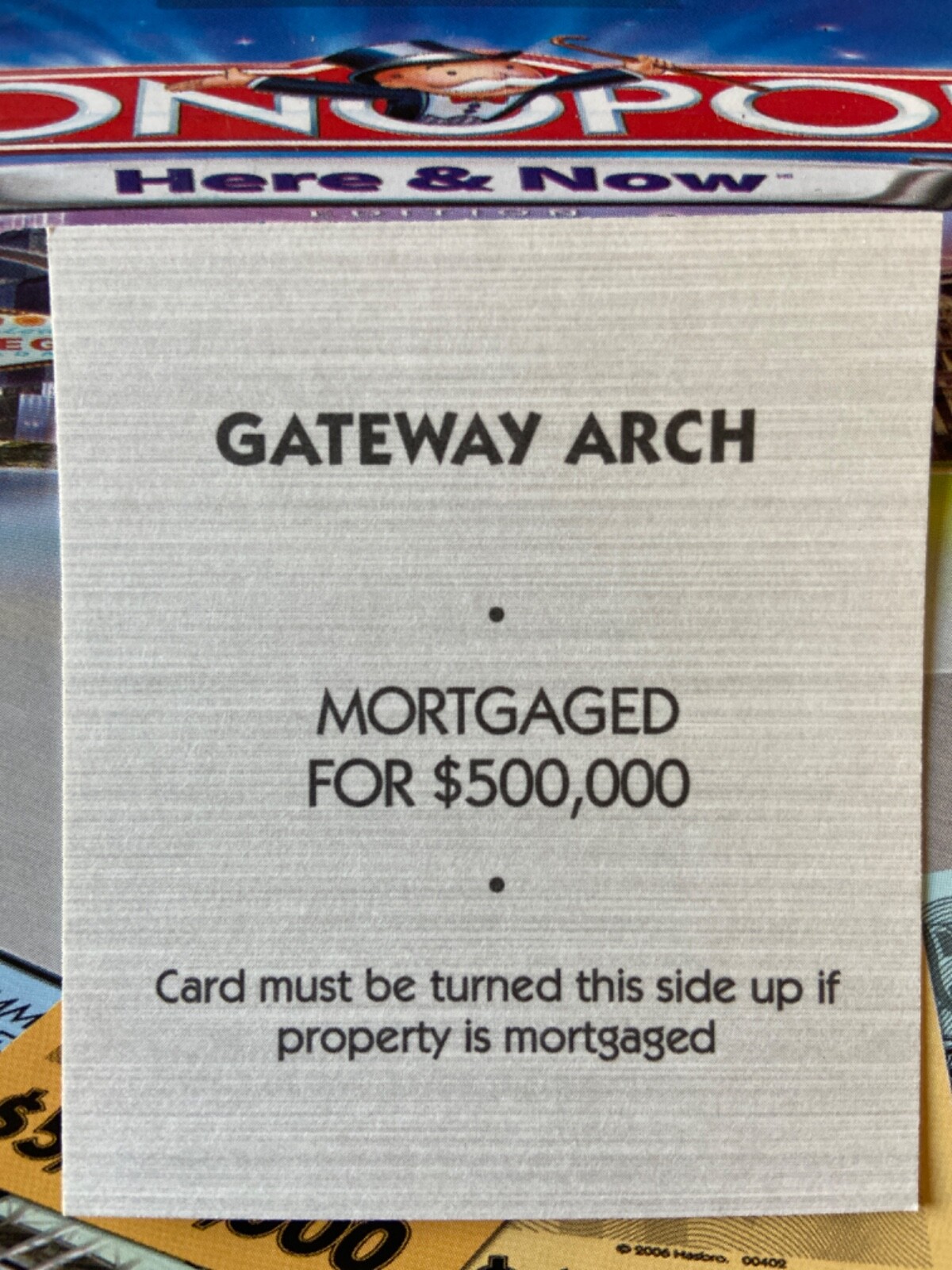 2006 Monopoly Here & Now Gateway Arch Light Blue Title Deed Card Game Piece Part
