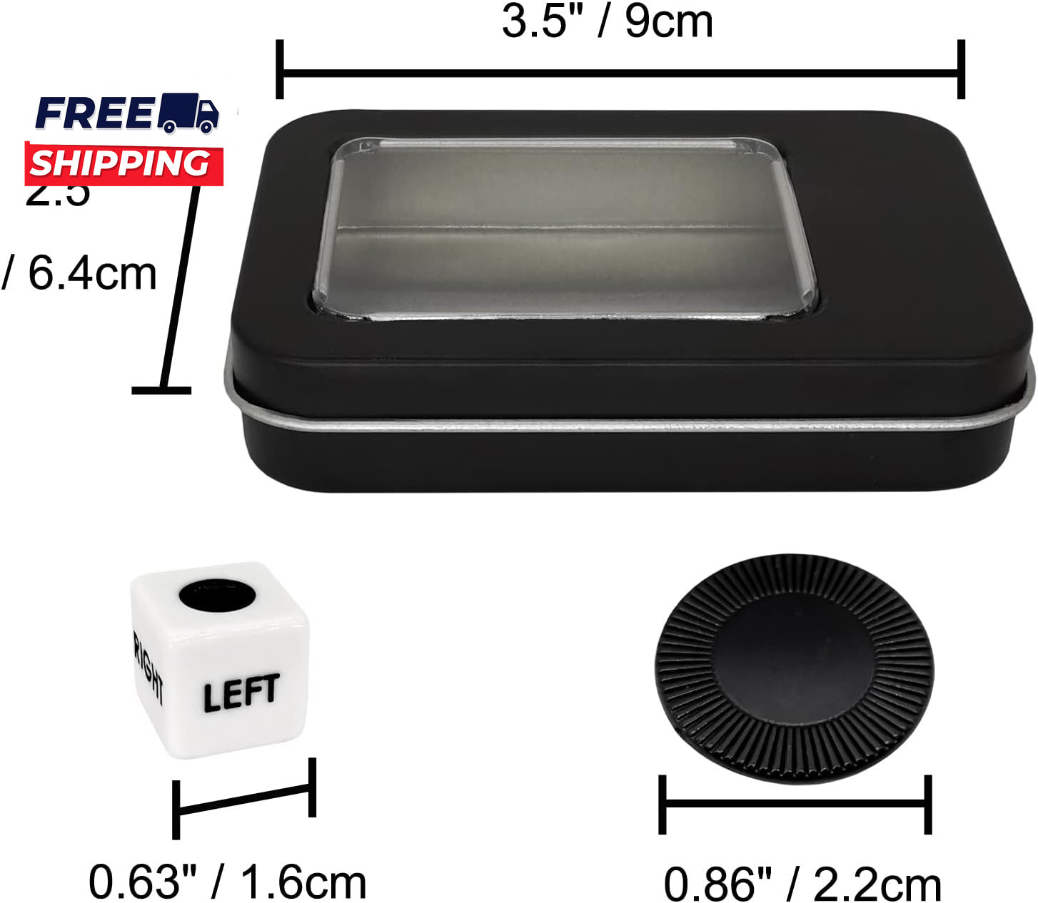 Left Right Center Dice Game Prime Set with 3 Dices + 40 Chips Left on Product