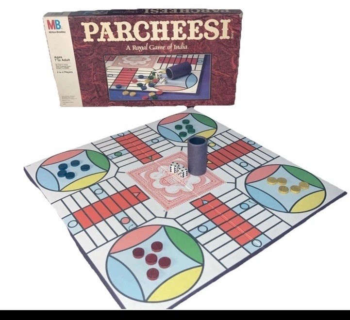 Vintage Milton Bradley Parcheesi Board Game 1989 Complete Extra Player Pieces
