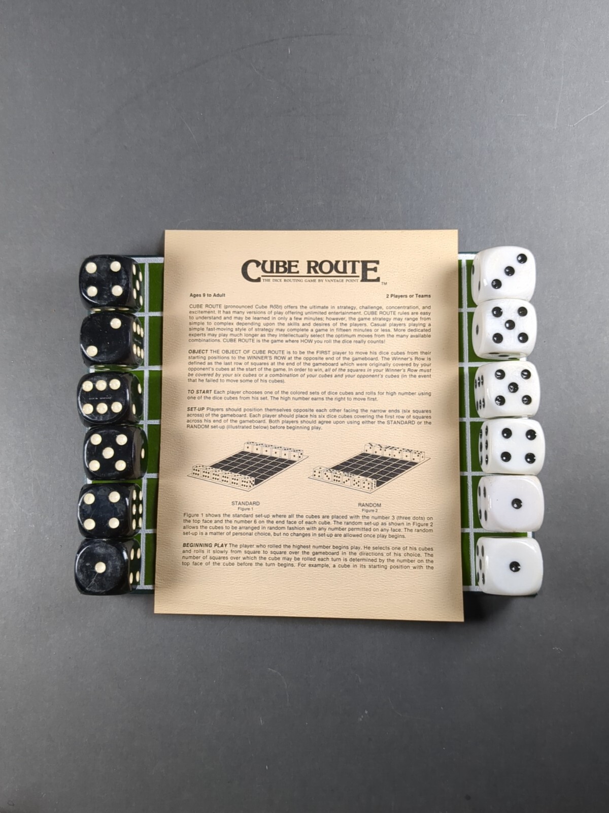 Cube Route Dice Game Vantage Point 1975 Felt Board Jumbo Dice Vintage