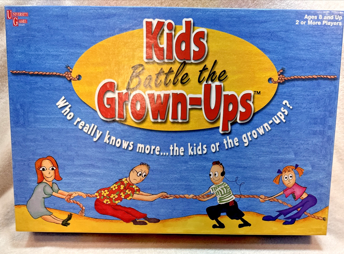 Kids Battle The Grown-Ups Trivia Board Game 2002 by University Games Age 8 & Up