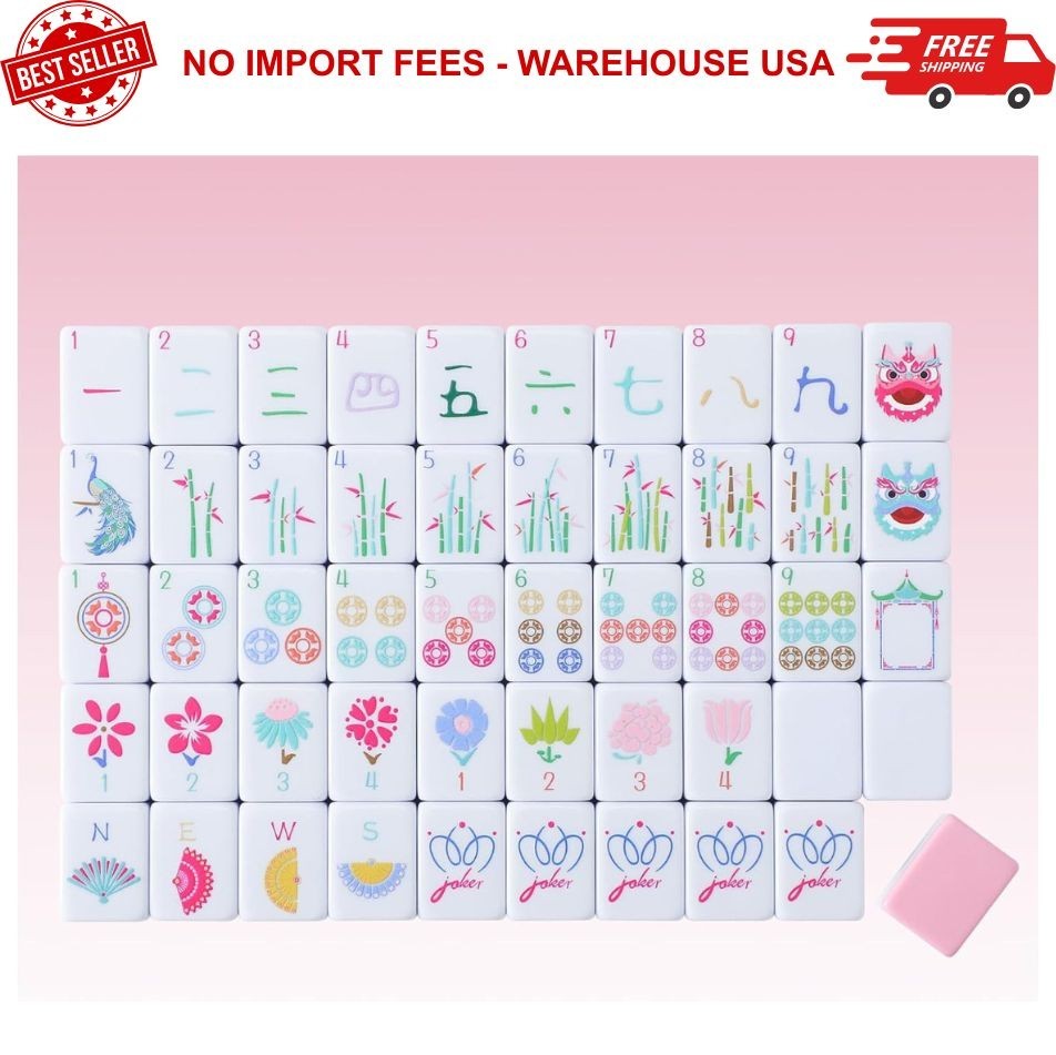 160-Piece Pink American Mahjong Set, 1.2″ Tiles, Carry Bag & Accessories