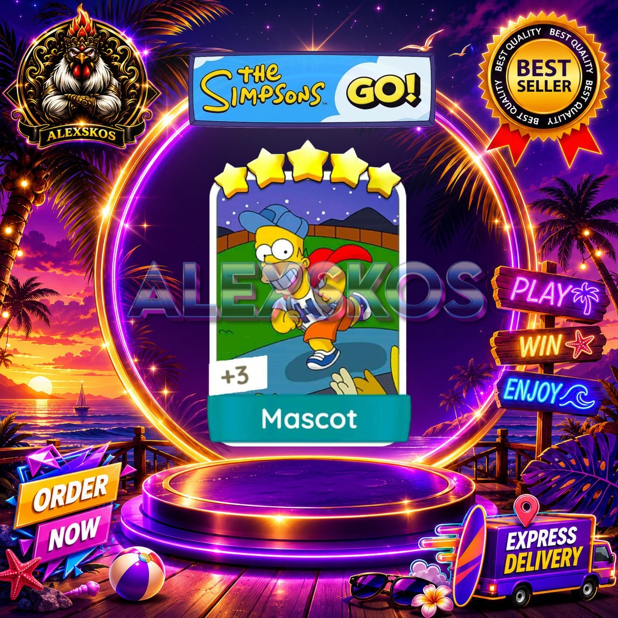 Mascot ⭐Monopoly Go Sticker MOGO The Simpsons Go! Stickers 🌟FastDelivery