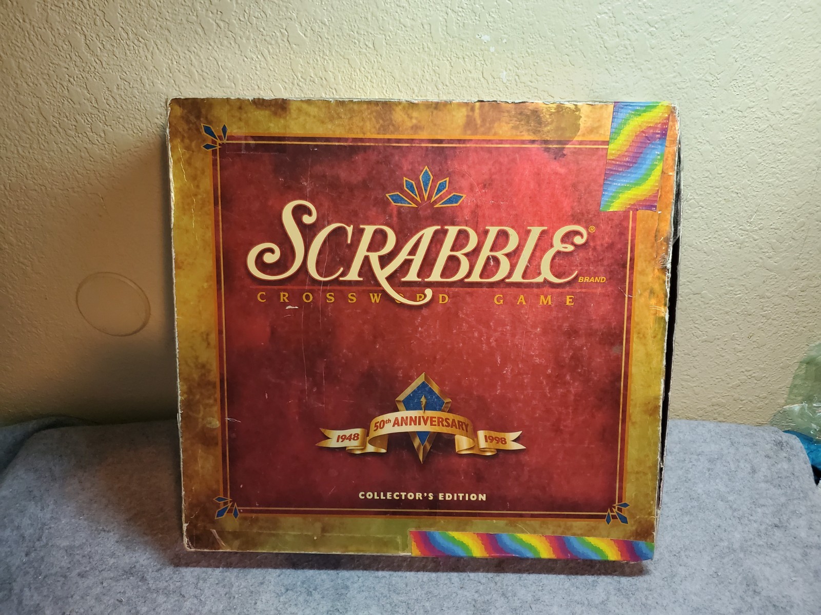 Scrabble Deluxe Turntable, 50th anniversary, 100 Blue letters, no timer or book