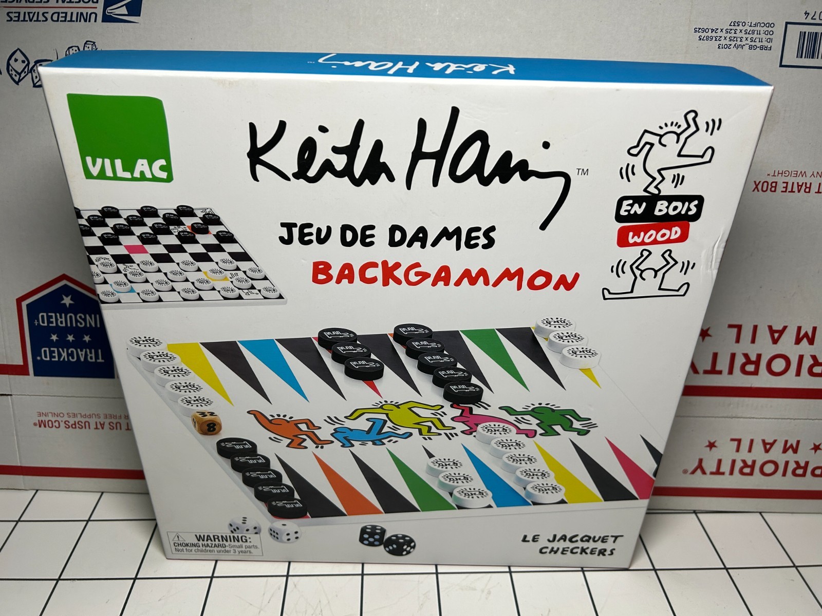 KEITH HARING Vilac Backgammon Set Jeu De Dames Complete In Box CIB Full Set Art