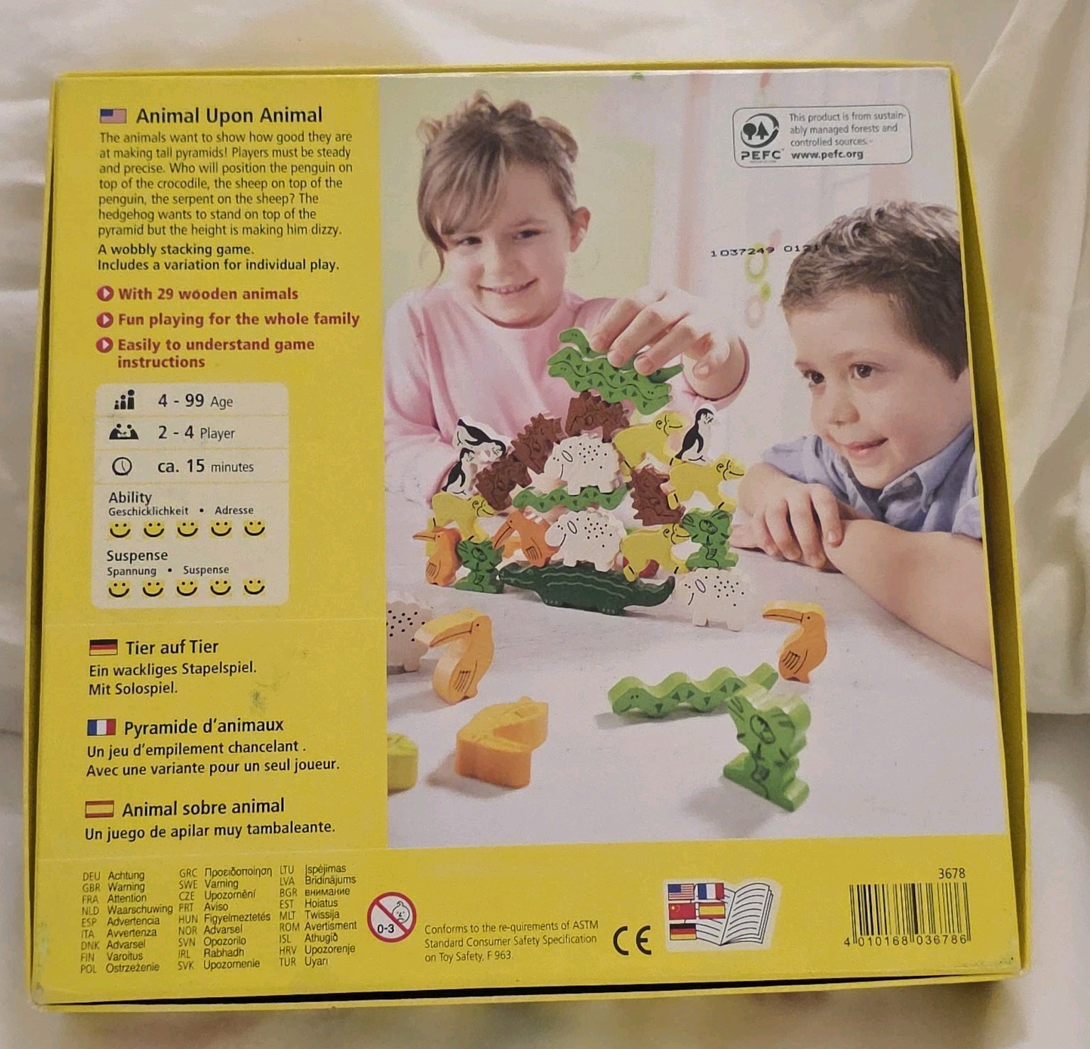 Haba Animal Upon Animal Wood Stacking Game Made in Germany Complete
