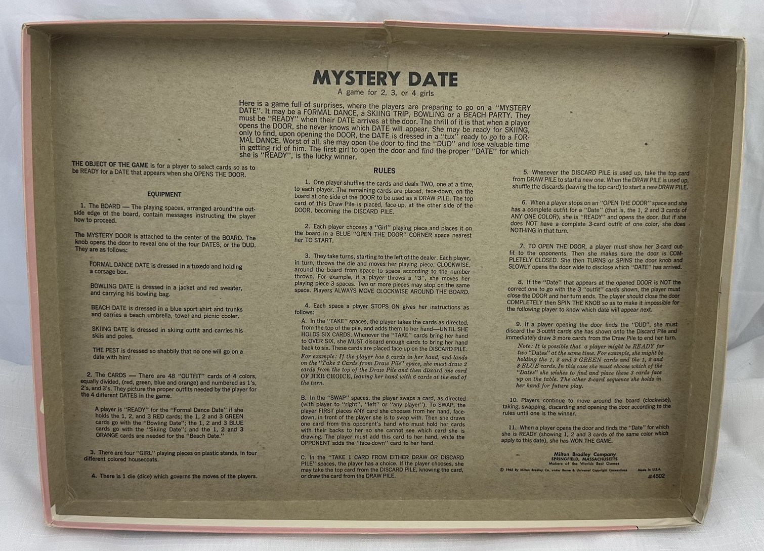 1965 Mystery Date Board Game by Milton Bradley Complete in Great Cond FREE SHIP2
