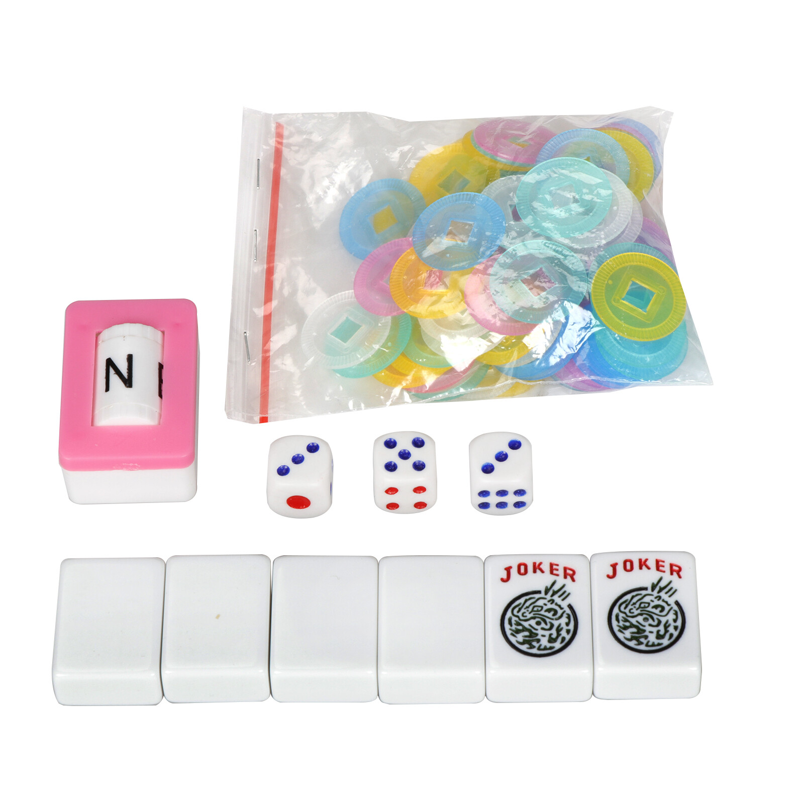 American Mah Jongg 166 Tile Mahjong Set 4 All-in-One Rack Pushers w/Portable Bag