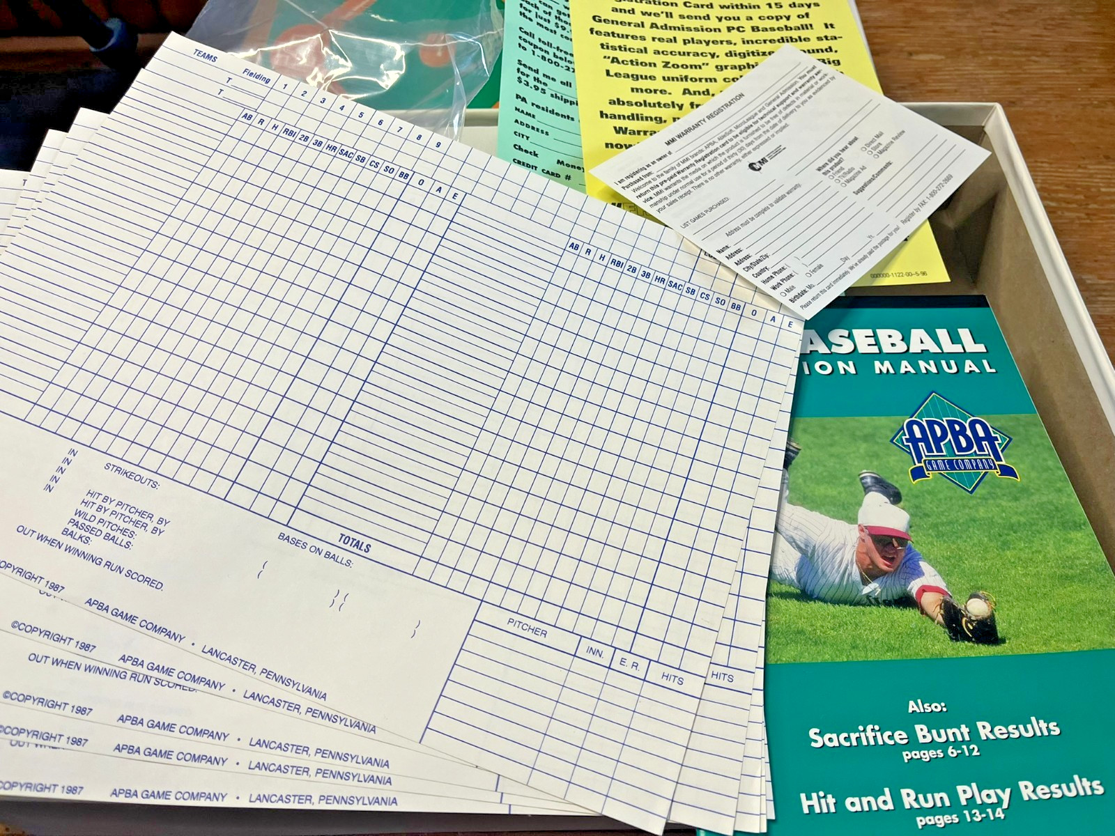1996 APBA Pro Baseball Game Vintage MLB Fantasy Statistics Board Game Dice
