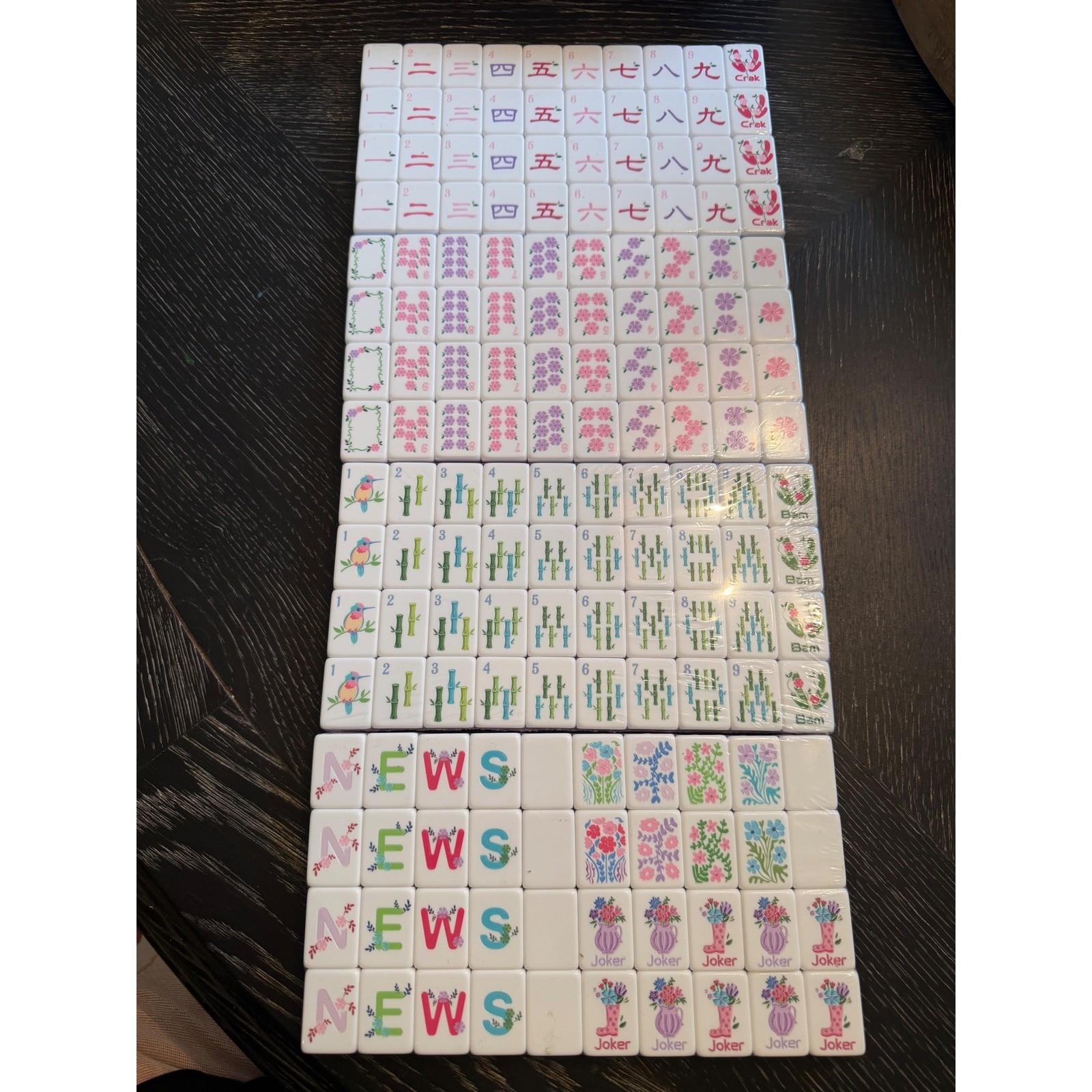 Floral Hand Painted American Mahjong Tile Set Pink Purple girly Pastel 160