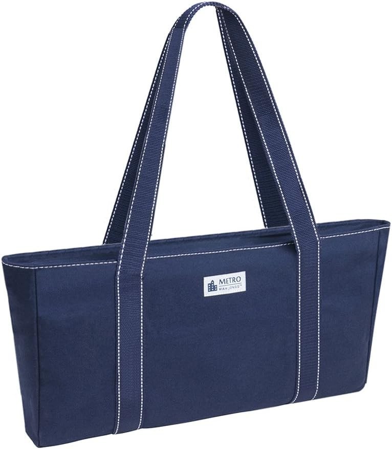 American Mah Jongg Set – 166 Melamine Tiles, 4 Racks, Blue Canvas Bag