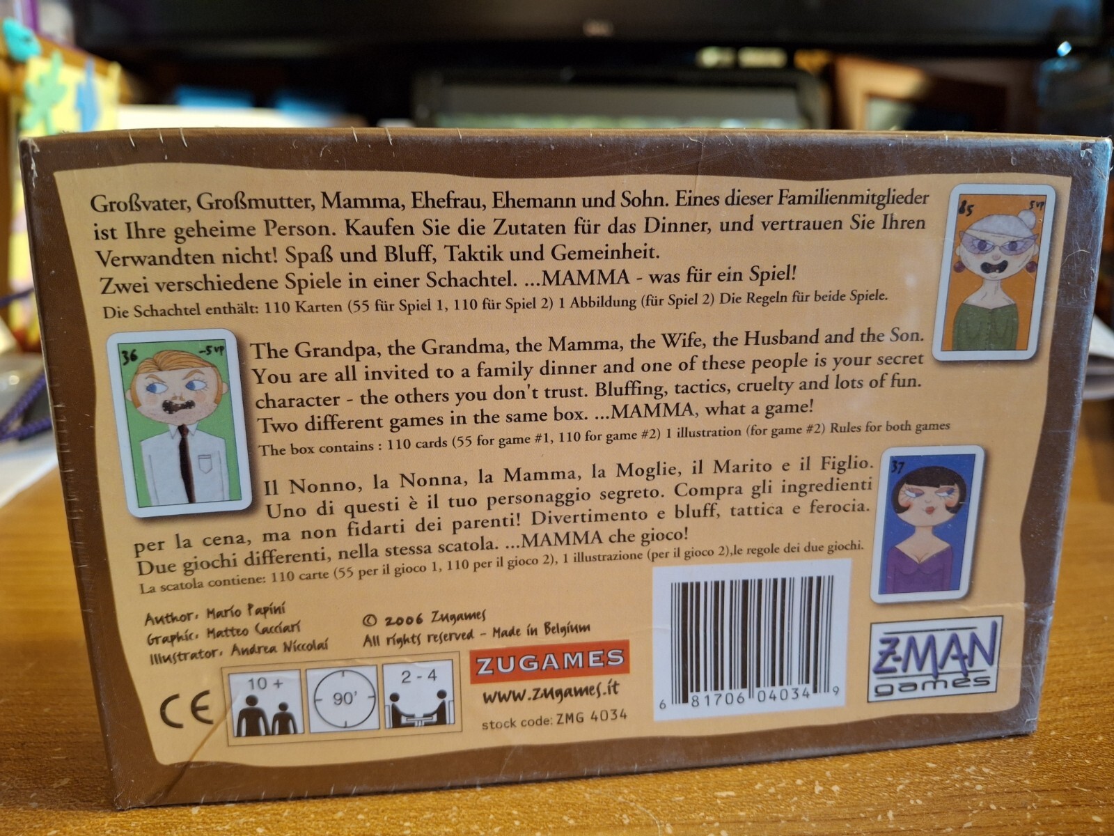 NIB Zugames Mario Papini’s MAMMA- 2 Card Games In one! Made In Belgium