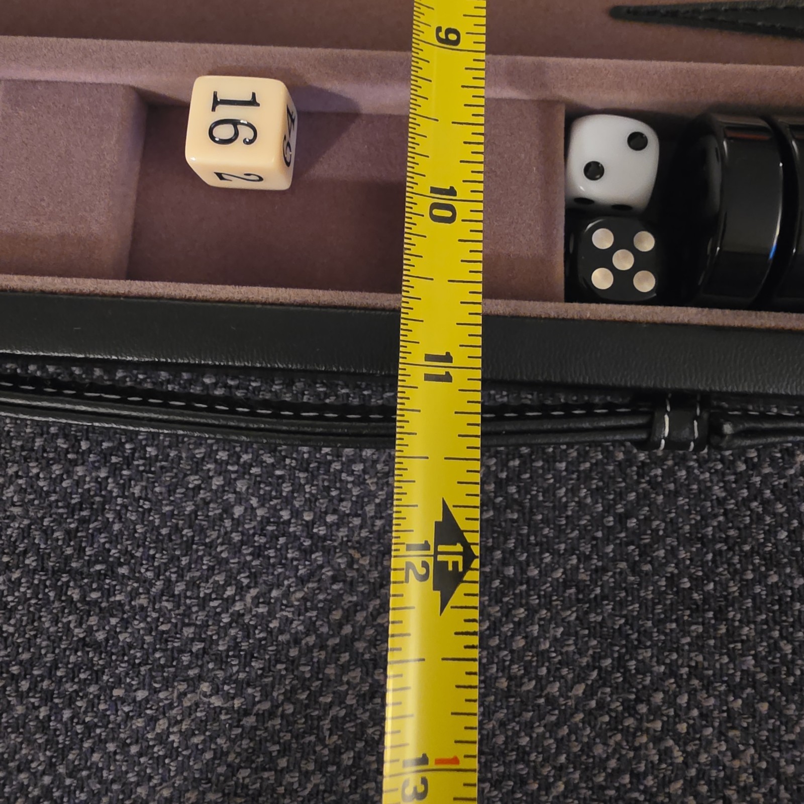 Vintage Backgammon Complete Set Gray Felt W/ Black & White Points And Stones