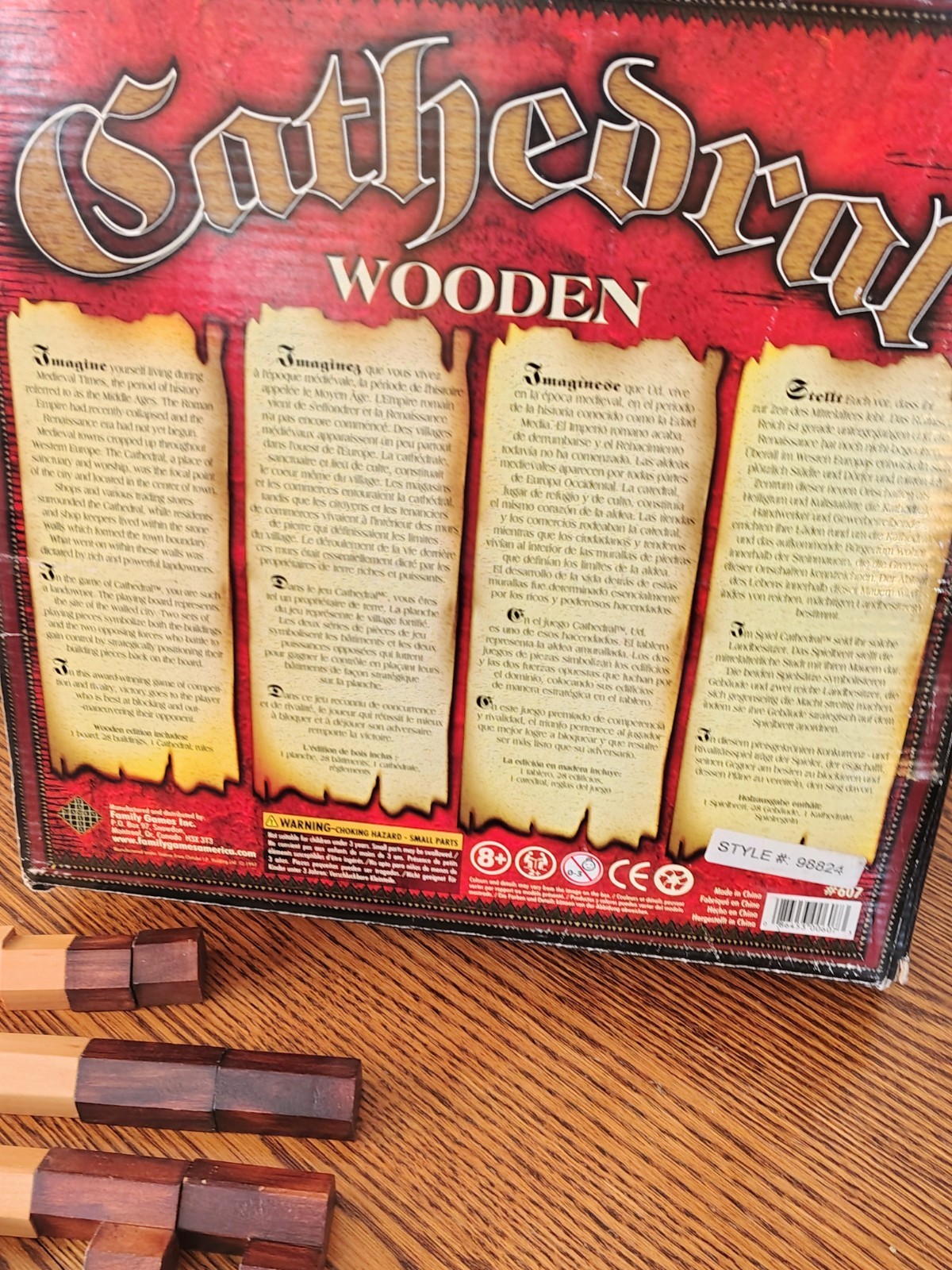 Cathedral Strategy Game Wooden Pieces Medieval Board Game Family Games Vtg 1997