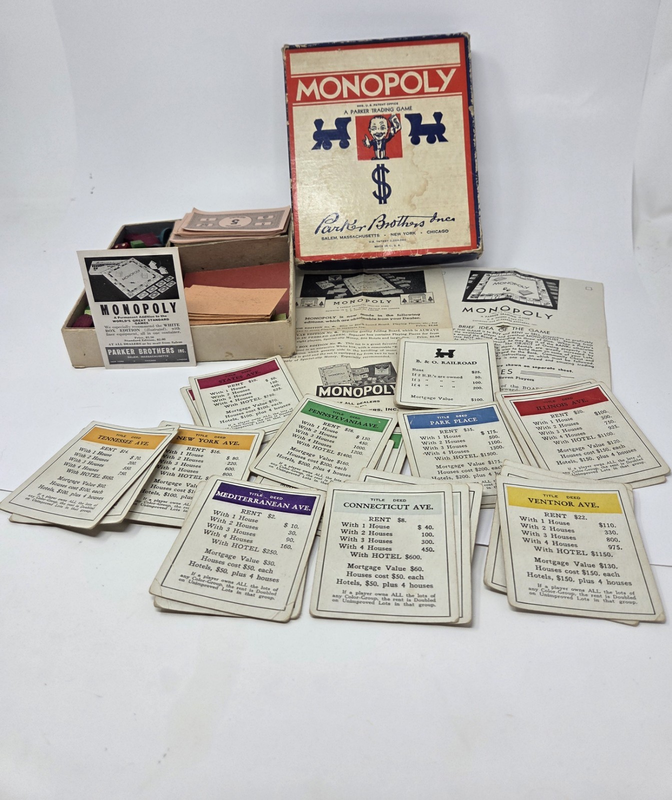 Rare 1941 MONOPOLY Game-Parker Brothers-“Trade Mark” Black Box-No Board Vintage