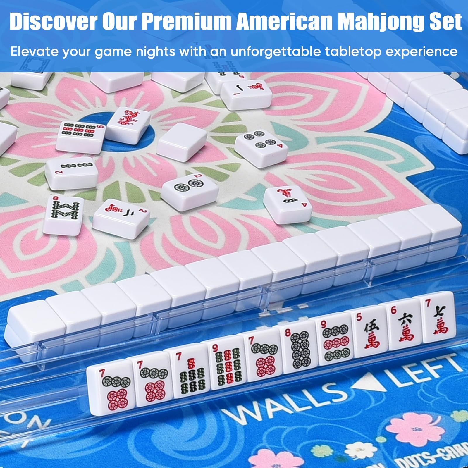 ADAH American Mahjong Set with 166 Tiles, 4 All-in-One Rack/Pushers, Premiu