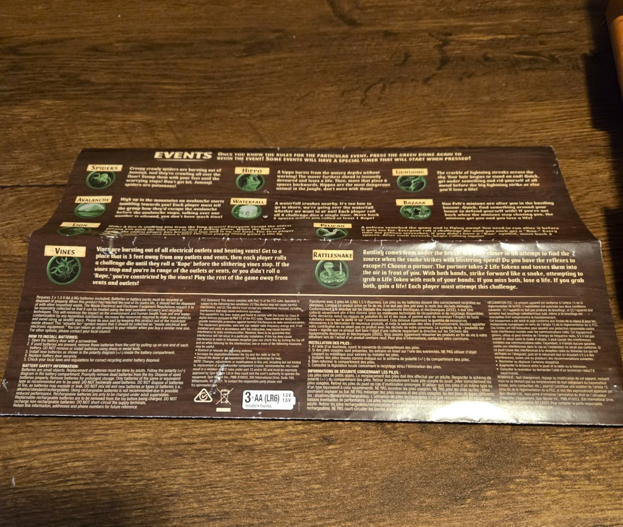 Jumanji Deluxe Board Game Replacement Parts Board Box Cards Pieces Tested Works