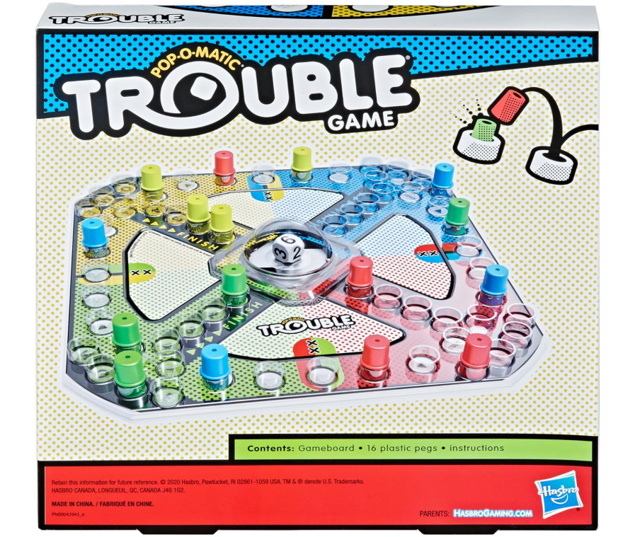 Hasbro Gaming Trouble Board Game for Kids Ages 5 and Up 2-4 Players
