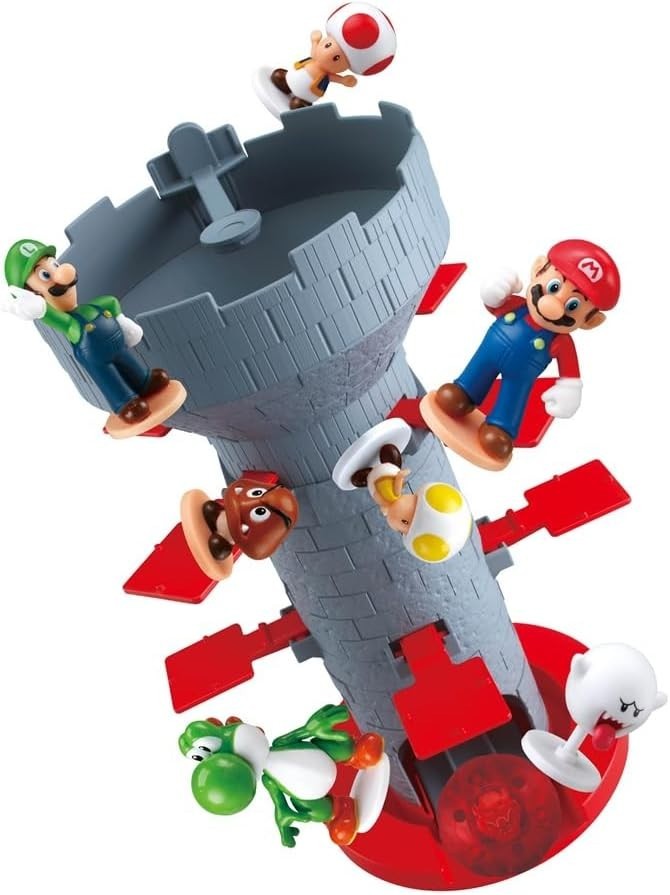 Super Mario Blow Up! Shaky Tower Balancing Game with 7 Collectible Figures