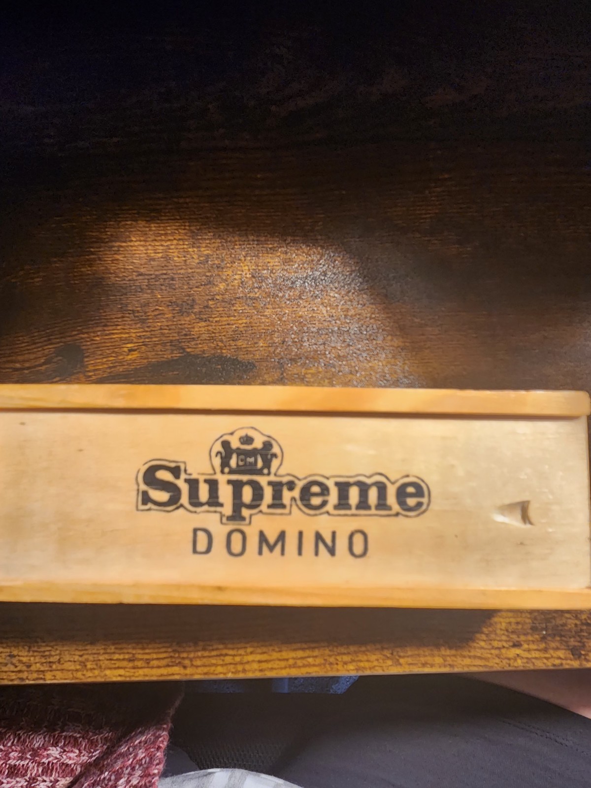 Vintage Supreme Dominoes Game Set Black Tiles Dragon Back Wood Box Complete