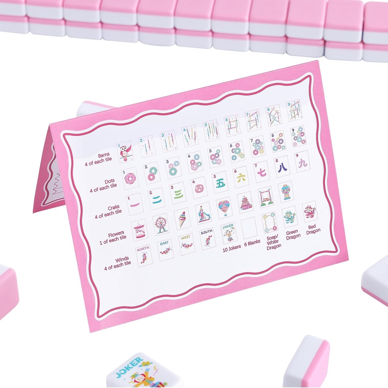 160 Pink Printed American Mahjong Game Set with Carrying Bag and Accessories NEW