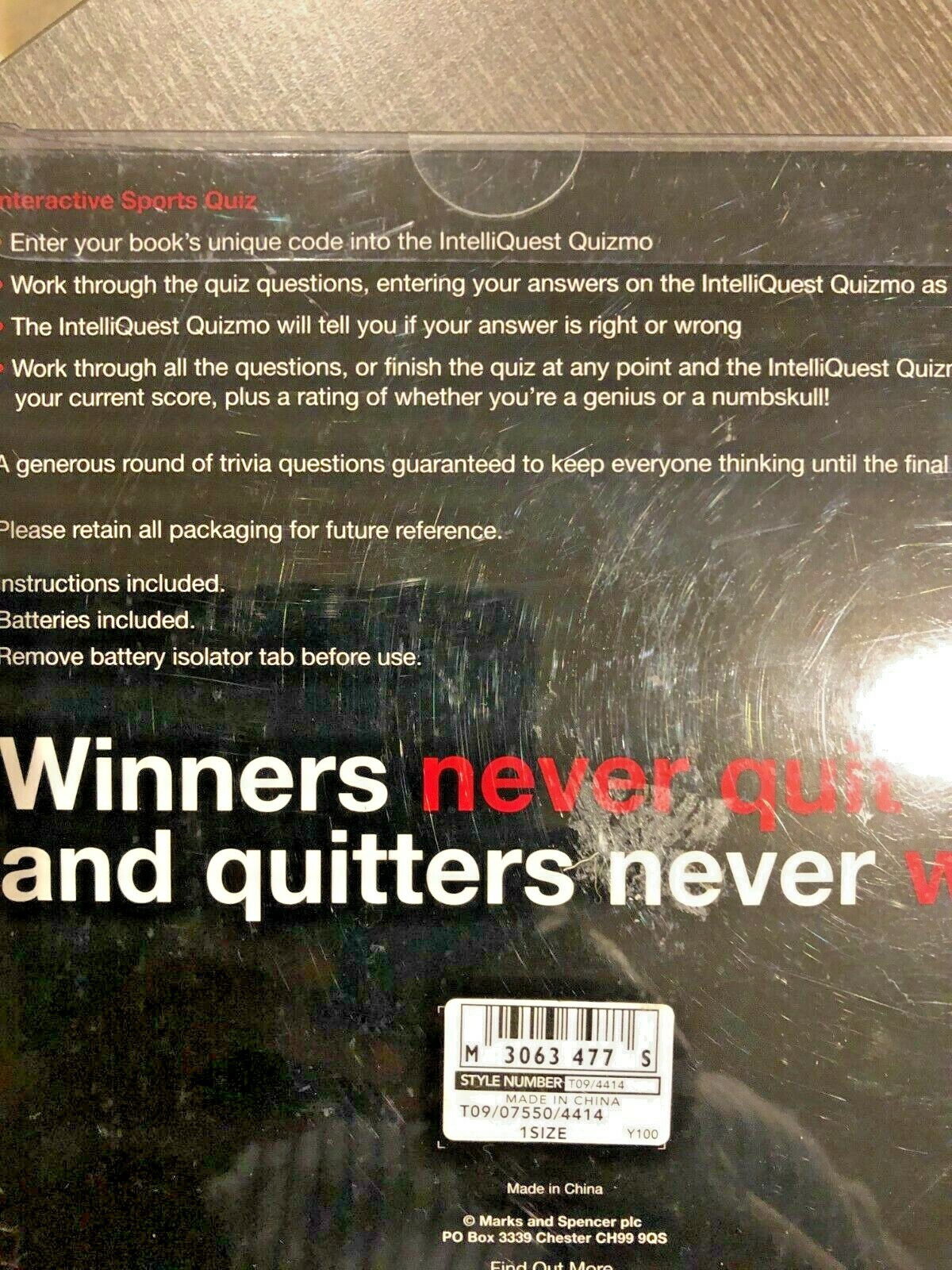 Marks & Spencer Interactive Sports Quiz NEW and SEALED Gift Brain Teaser