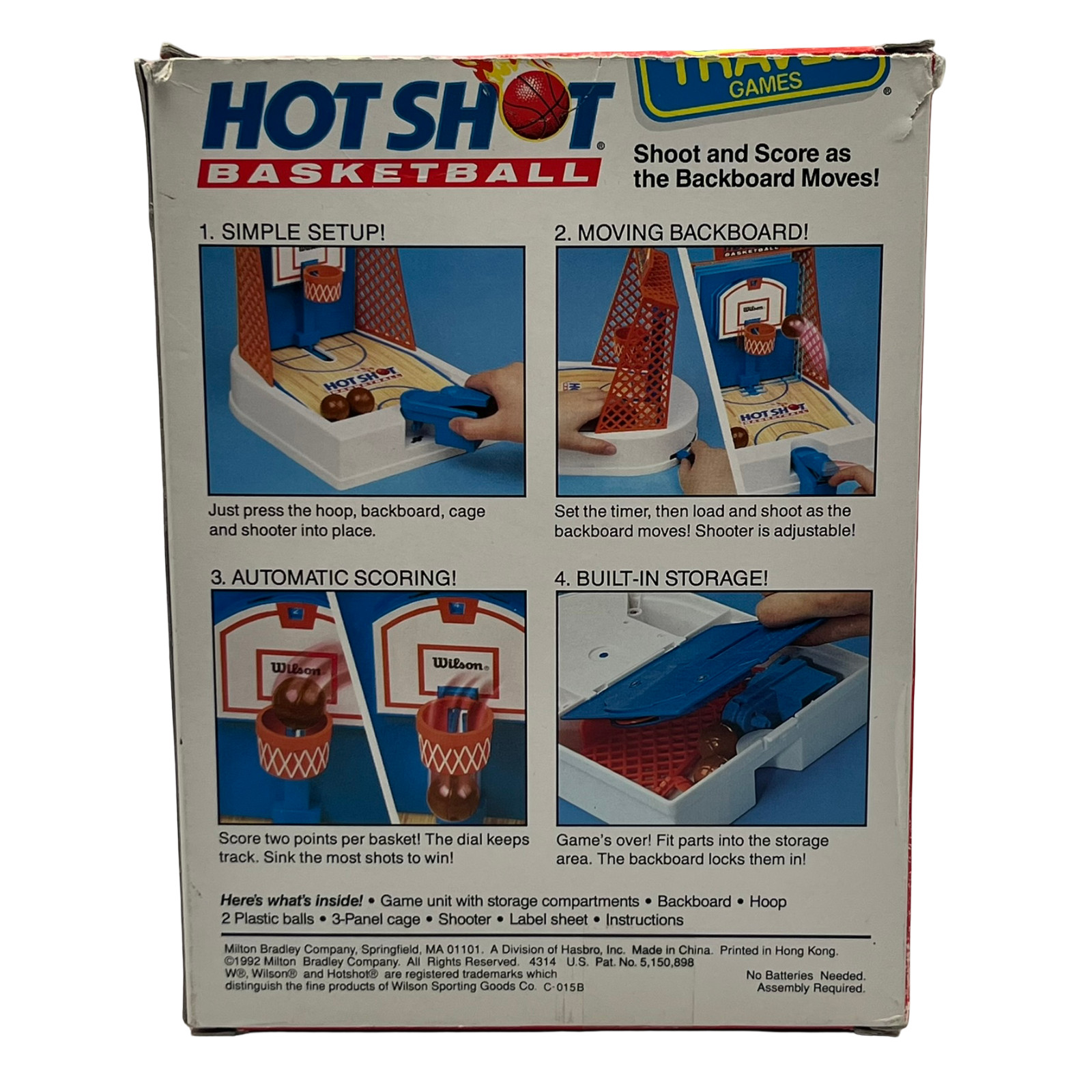 Milton Bradley Travel Games 1992 Hot Shot Basketball Complete Tested Works