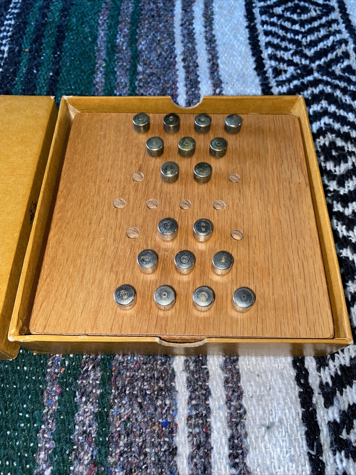 Setko Reversal Puzzler Wood Board Peg Game Puzzle Travel Bookshelf Vintage