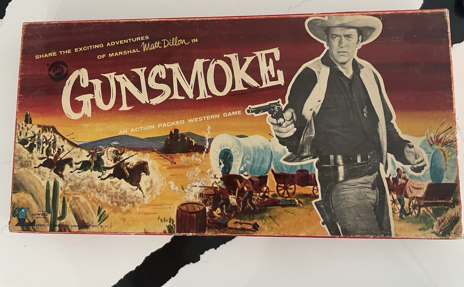 ~ Vintage Rare 1958 Gunsmoke Board Game #822 LOWELL Toy Mfg. Co. Matt Dillon ~