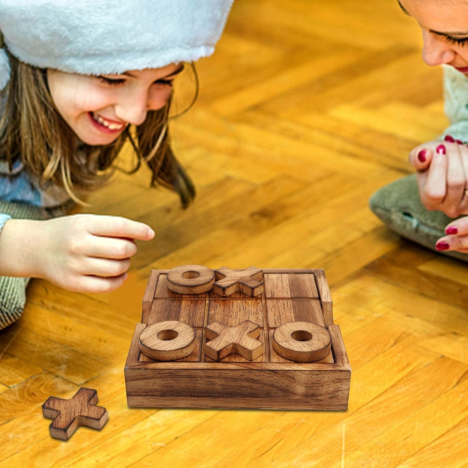 Tic Tac Toe & 4 in a Row Wooden Board Game Set – Family Strategy Games