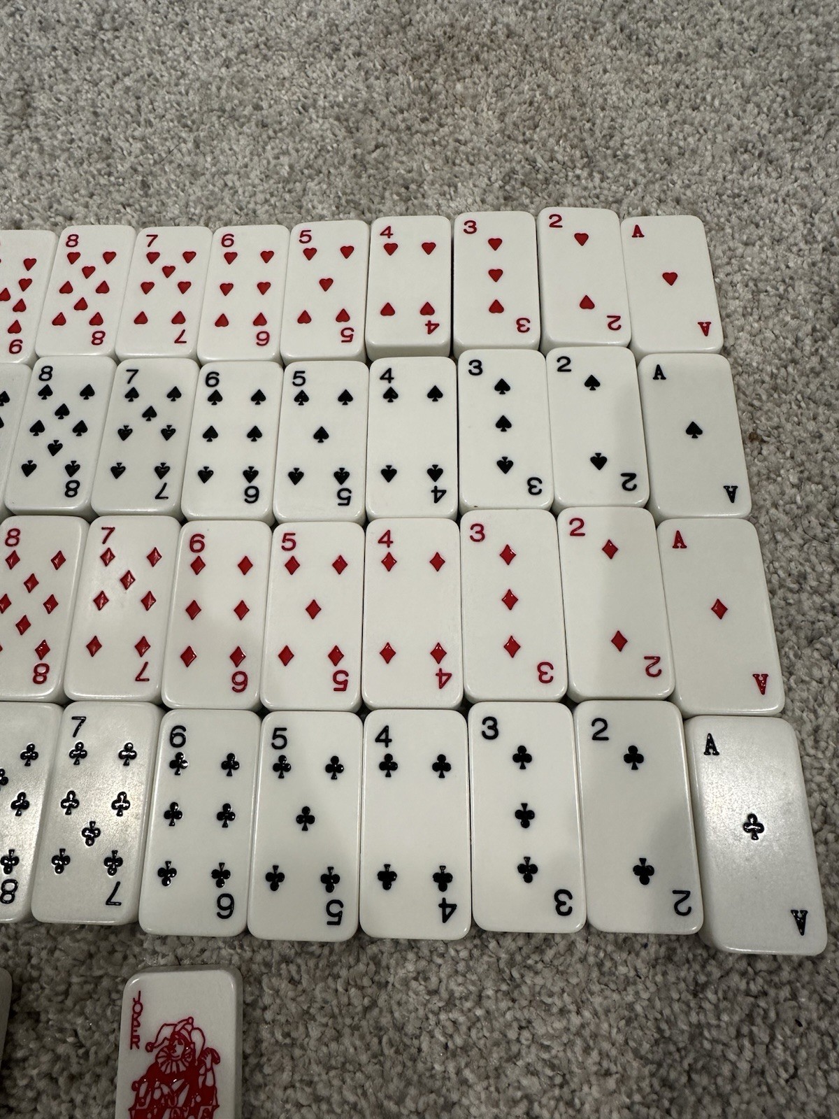 Complete Set of 54 Card / Poker Engraved Color Dominoes with Storage Case
