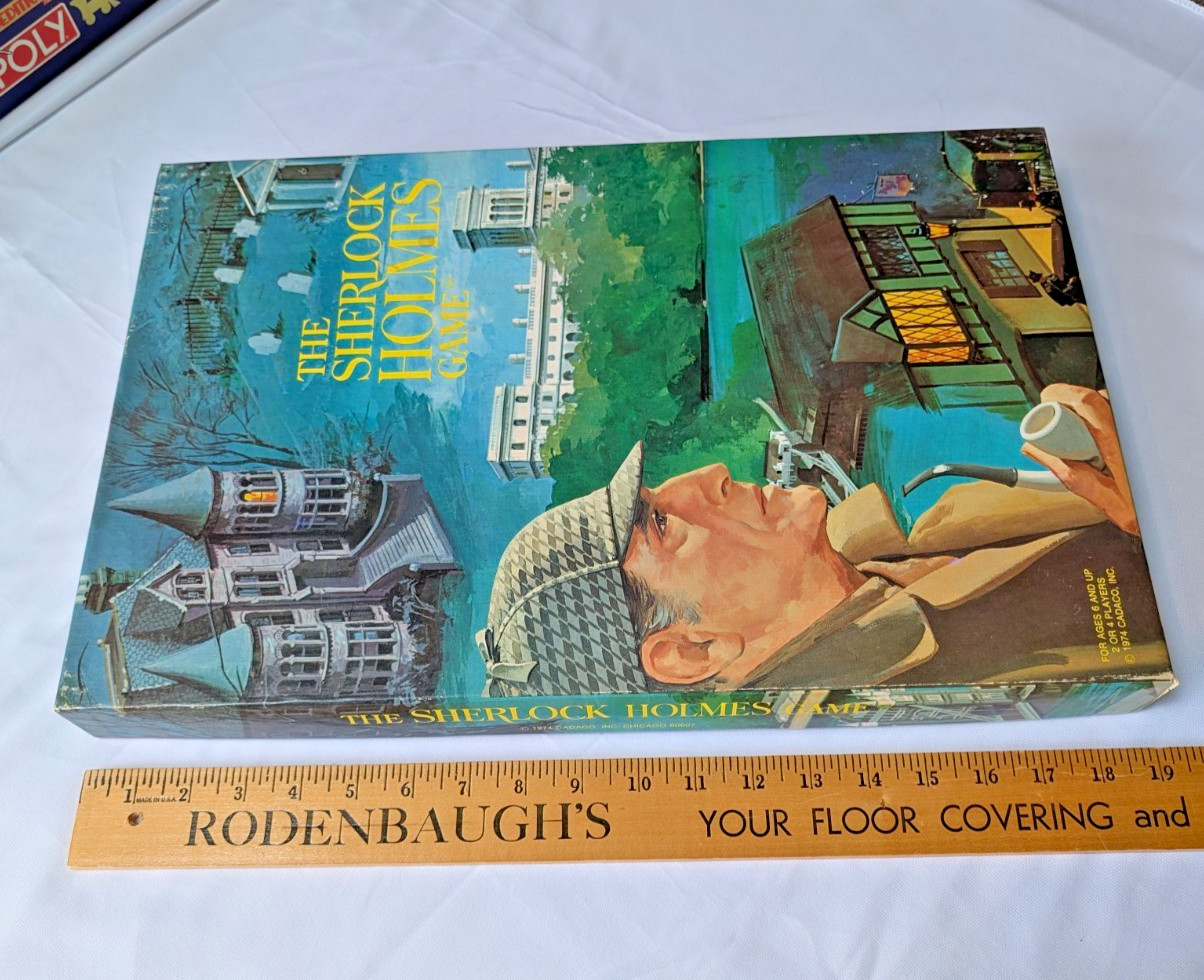 1974 Sherlock Holmes Mystery Board Game Cadaco COMPLETE & UNPUNCHED (h)