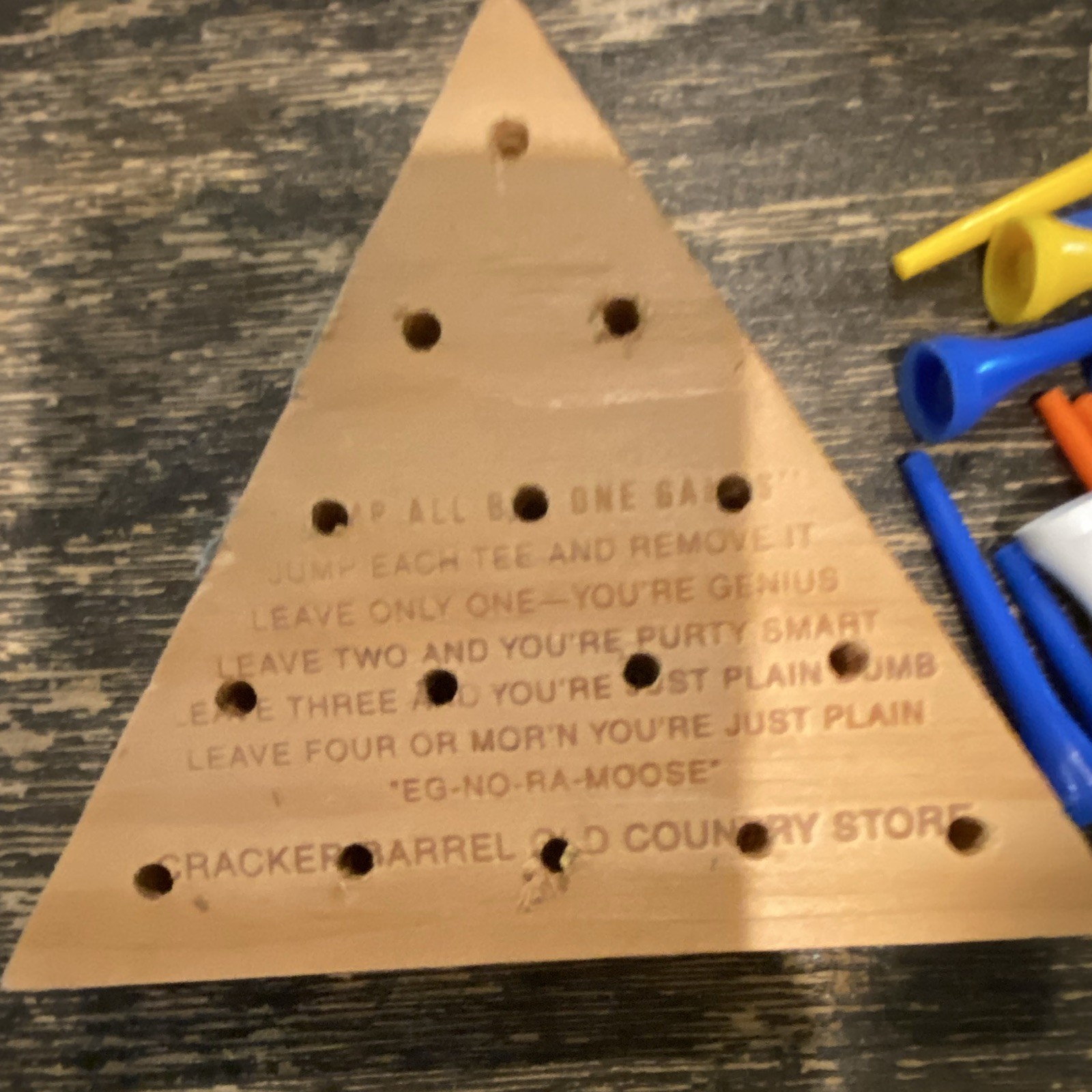 Peg Solitaire Wooden Strategy Board Game From Cracker Barrel