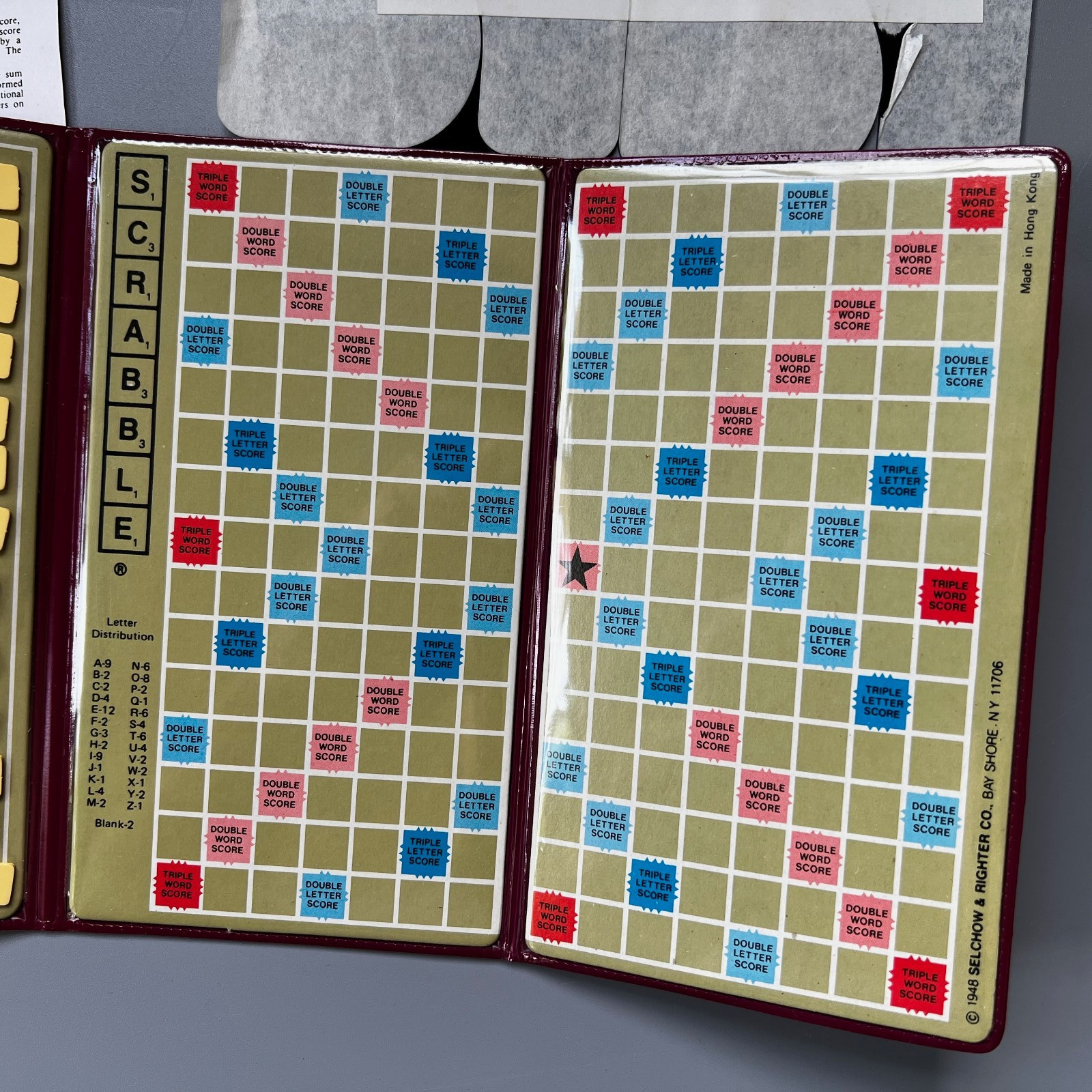 Vtg Scrabble Travel Pocket Crossword Game Selchow Righter Case 1948 Hong Kong