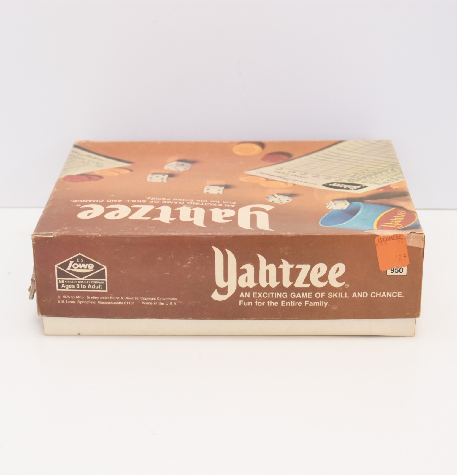 Vintage Yahtzee Light Blue Shaker Cup, Dice, Chips, Instructions And Score Cards