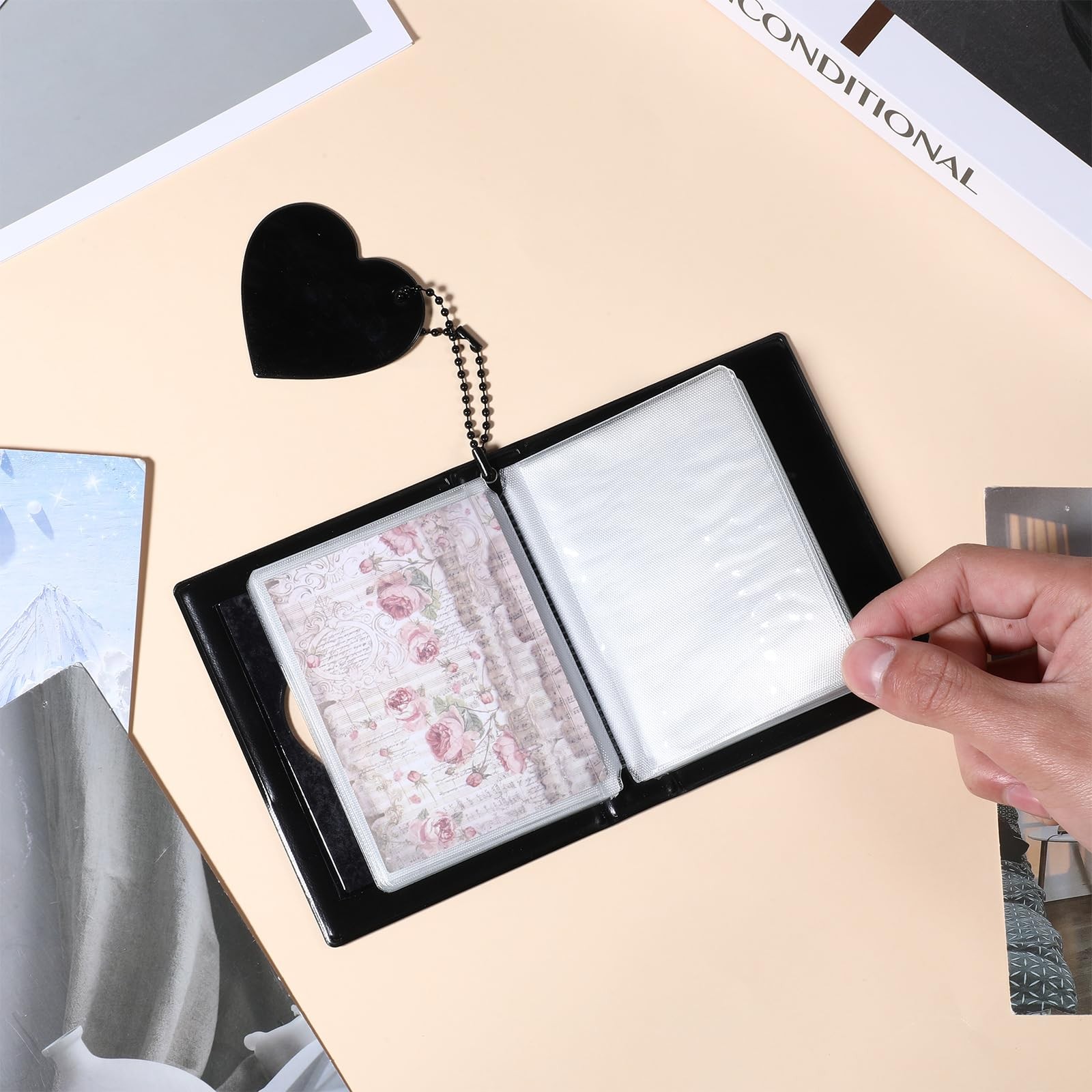 Mini Photocard Binder, 3 Inch Black Photo Album 11cm x 8.5cm, black
