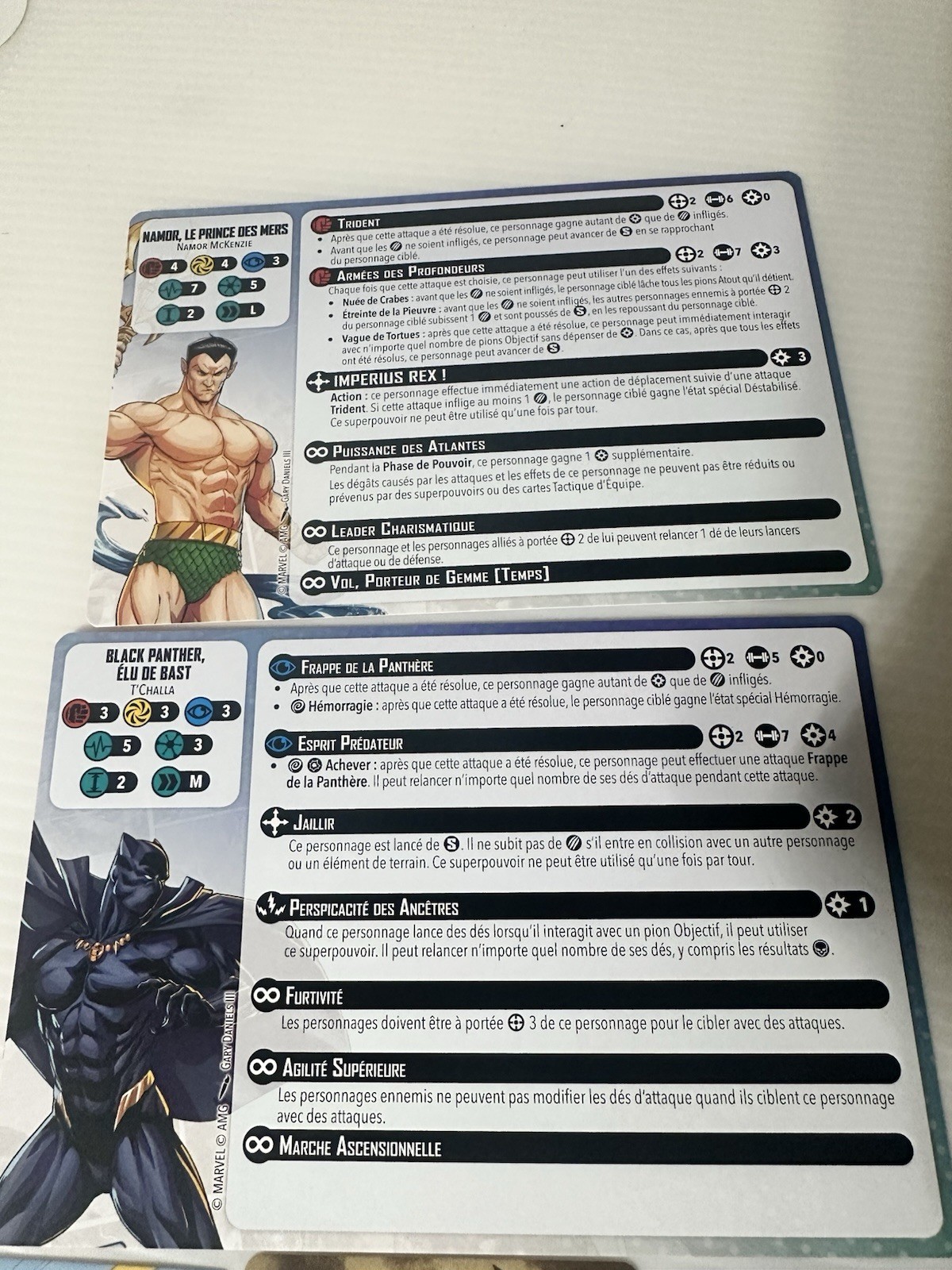 Marvel Crisis Protocol Namor Black Panther Bast Character & Tactic Cards French