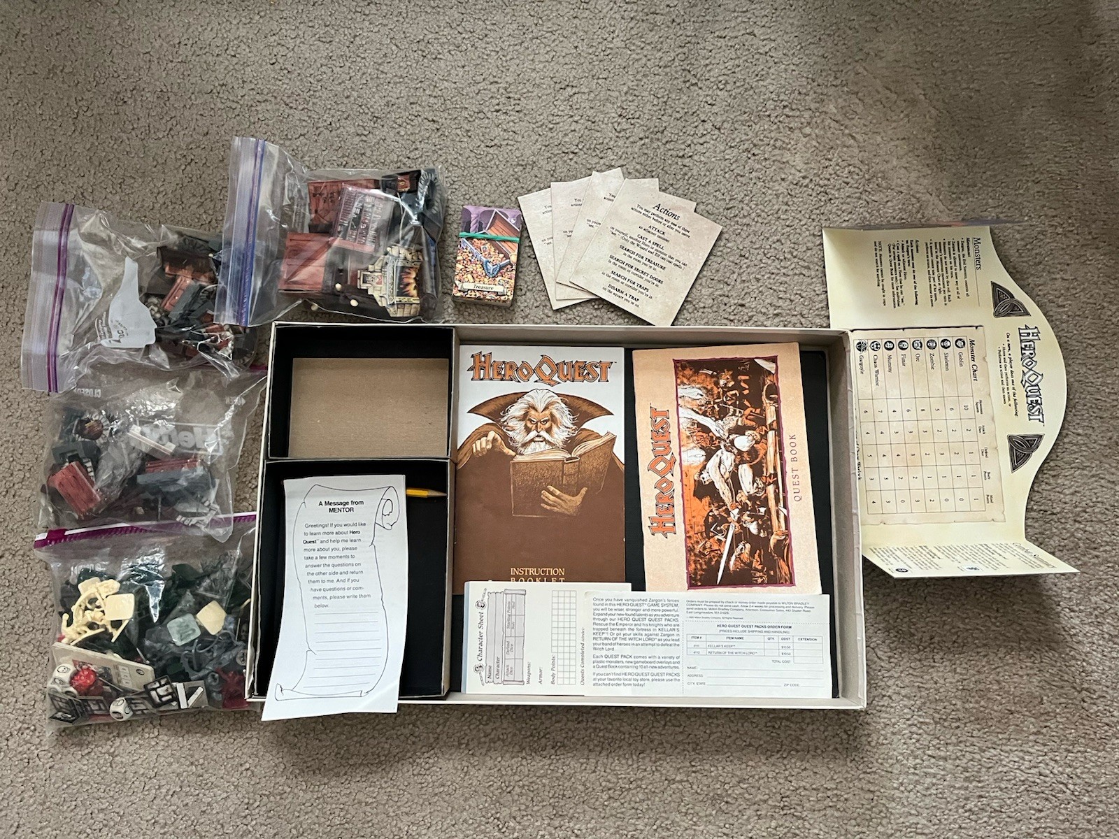 Vintage 1989 Hero Quest Fantasy Board Game Games Workshop MB Games 99% Complete
