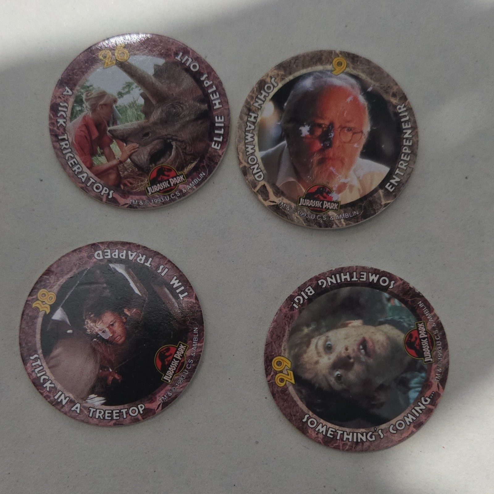 SkyCaps Jurassic Park Pogs Milk Caps Collectible Vintage Lot 1993