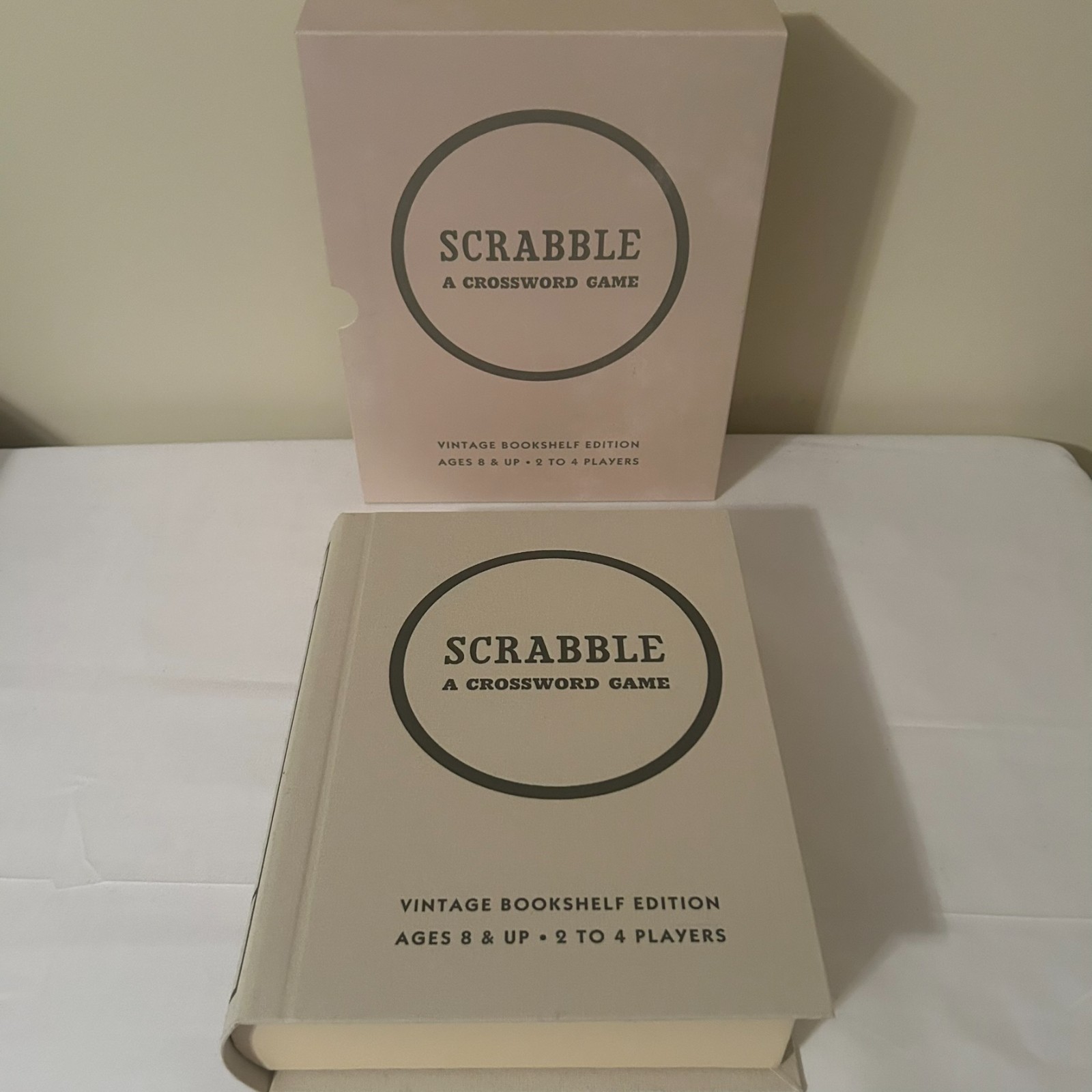 Scrabble Crossword Game Vintage Bookshelf Edition Open Box