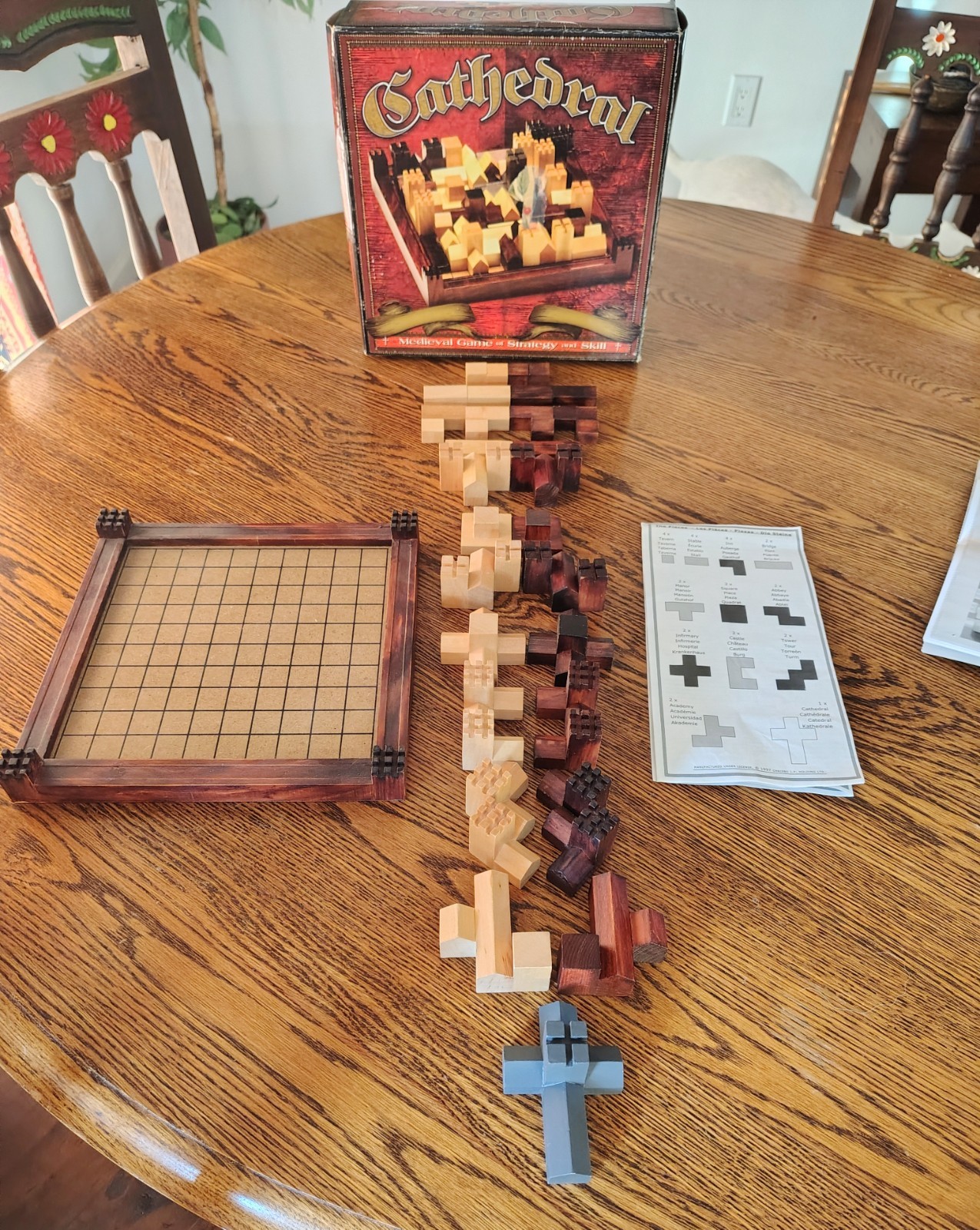 Cathedral Strategy Game Wooden Pieces Medieval Board Game Family Games Vtg 1997