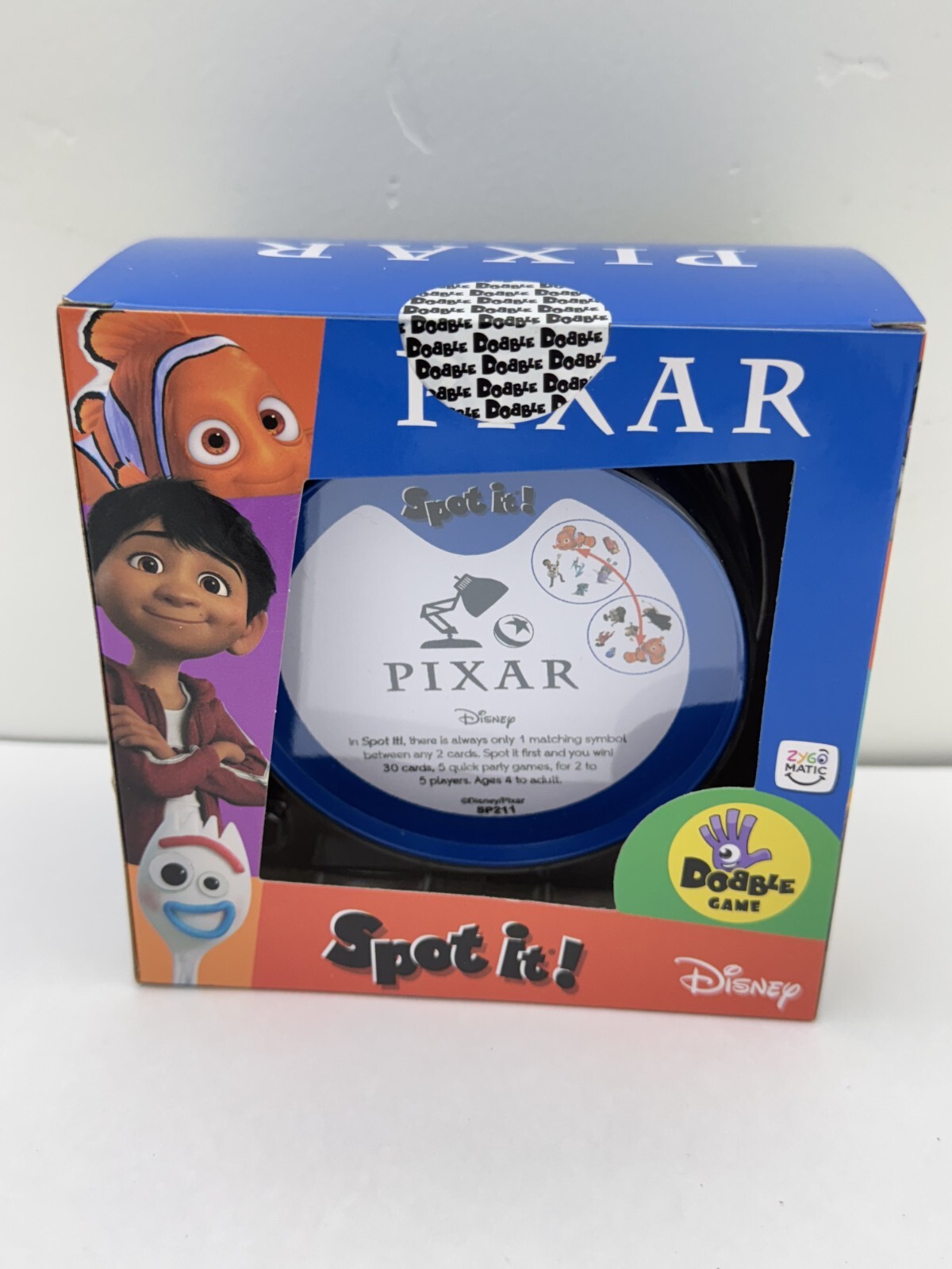 NEW Disney Pixar SPOT IT! Card Game Tin Ages 4+ Asmodee 2021 Includes 30 Cards