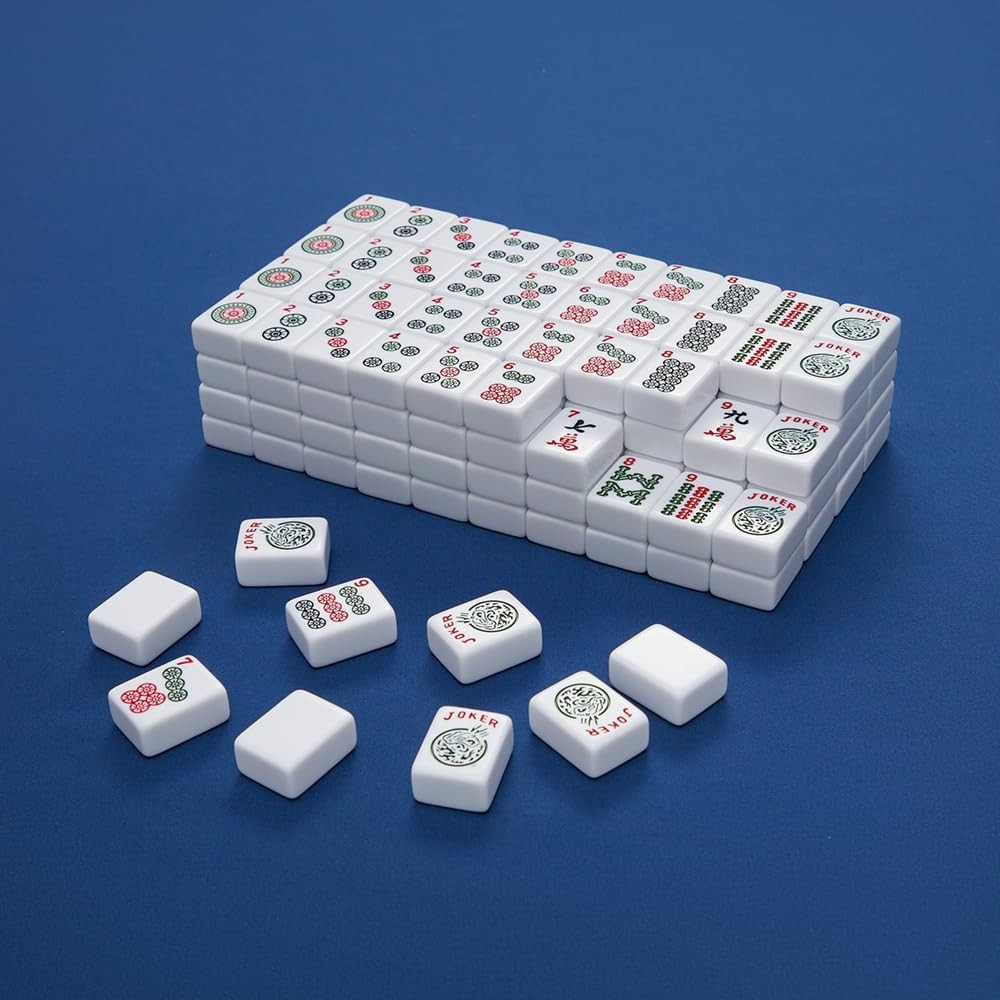 American Mahjong Tiles,166 Quality Ivory Tiles with 3 Golden Dices & Rules In…