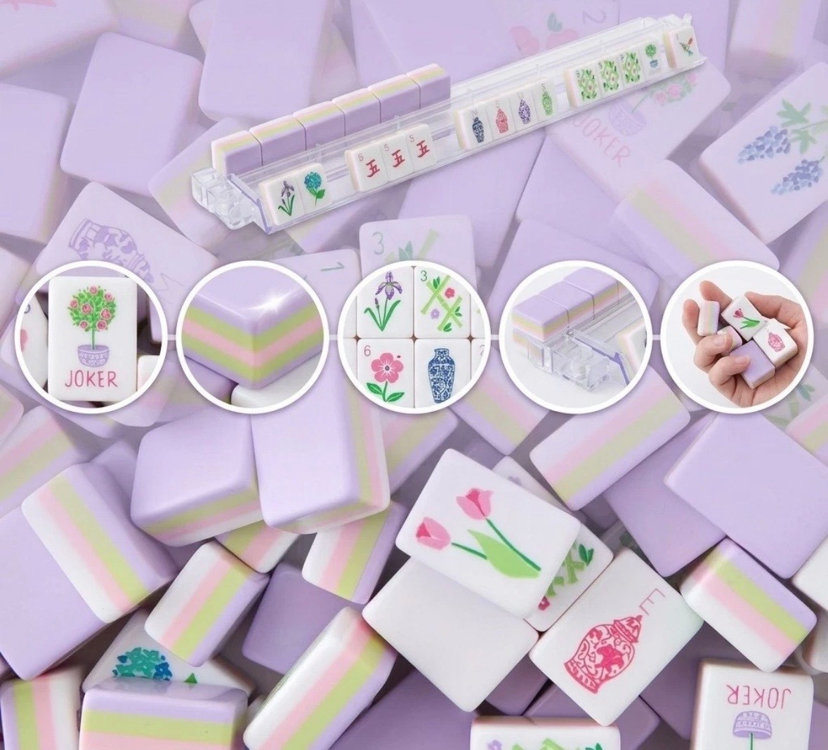 PASTEL PURPLE 4 Layer Acrylic Mahjong Tiles American Set 160 Tiles US SELLER!